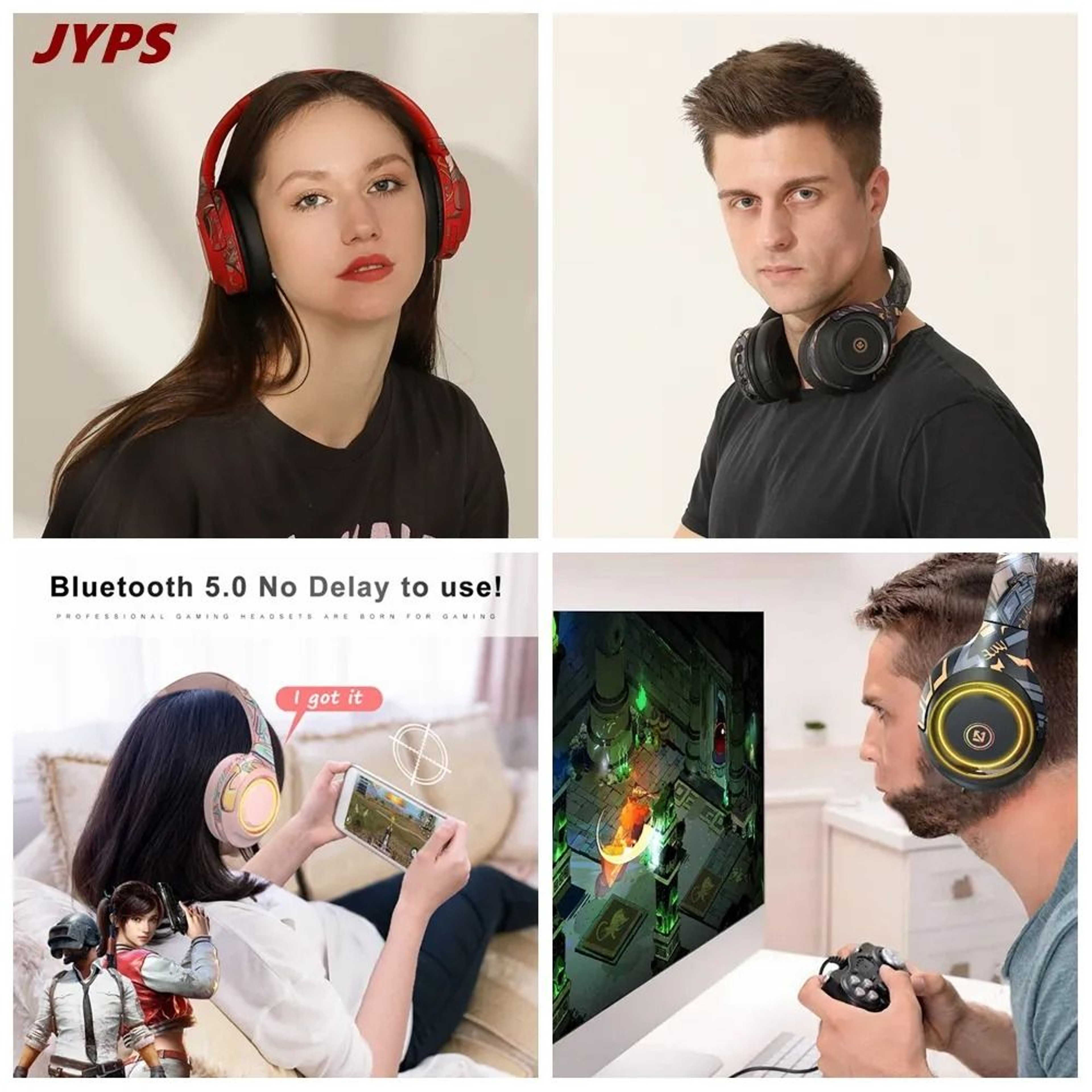 Wireless Gaming Headset For With Mic Noise Cancelling Foldable Stereo 4