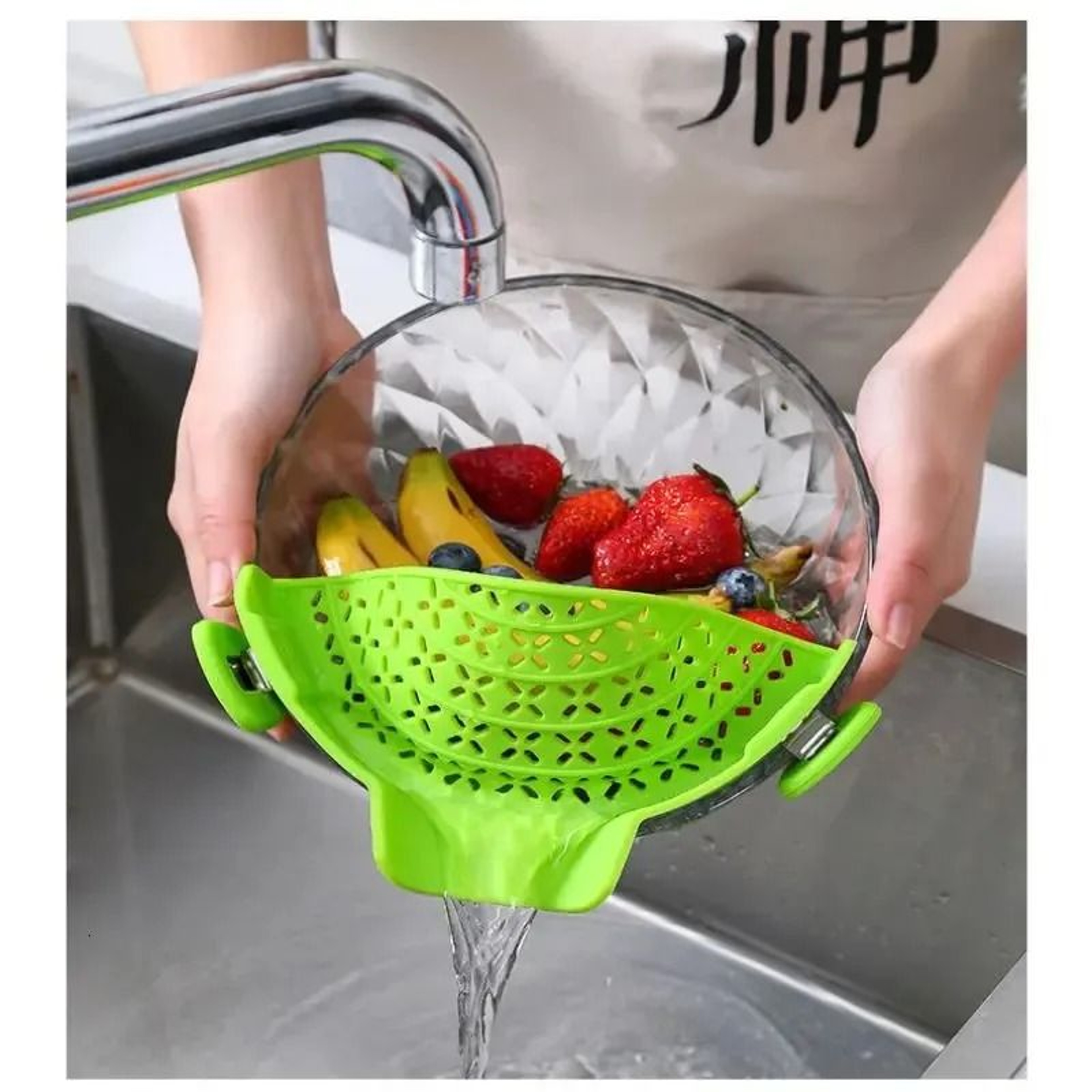 Food Grade Silicone Clip On Pot Strainer For Pasta And Rice 0