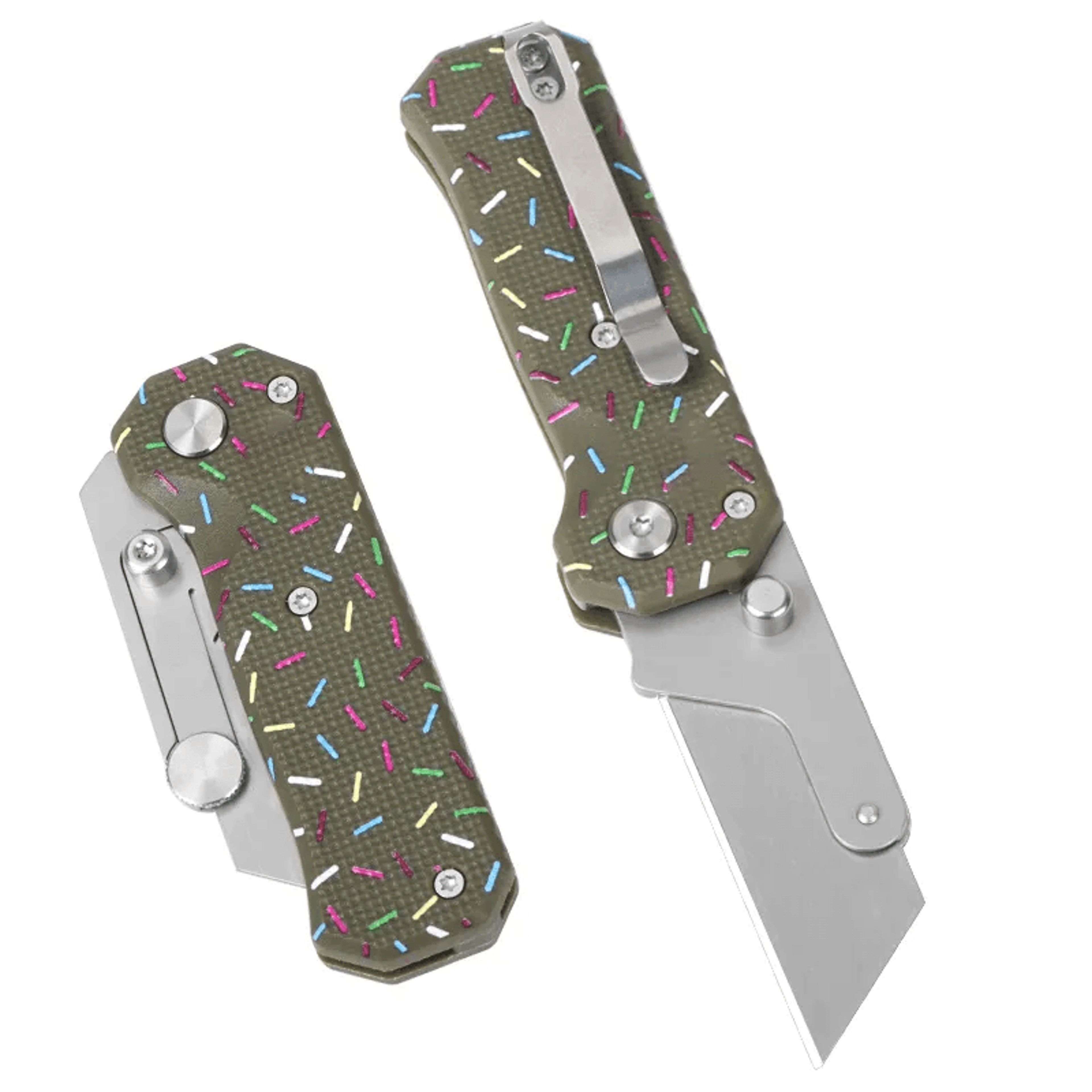 Titanium Coated Tanto Pocket Utility Knife GRN Handle Folding EDC Tool 5