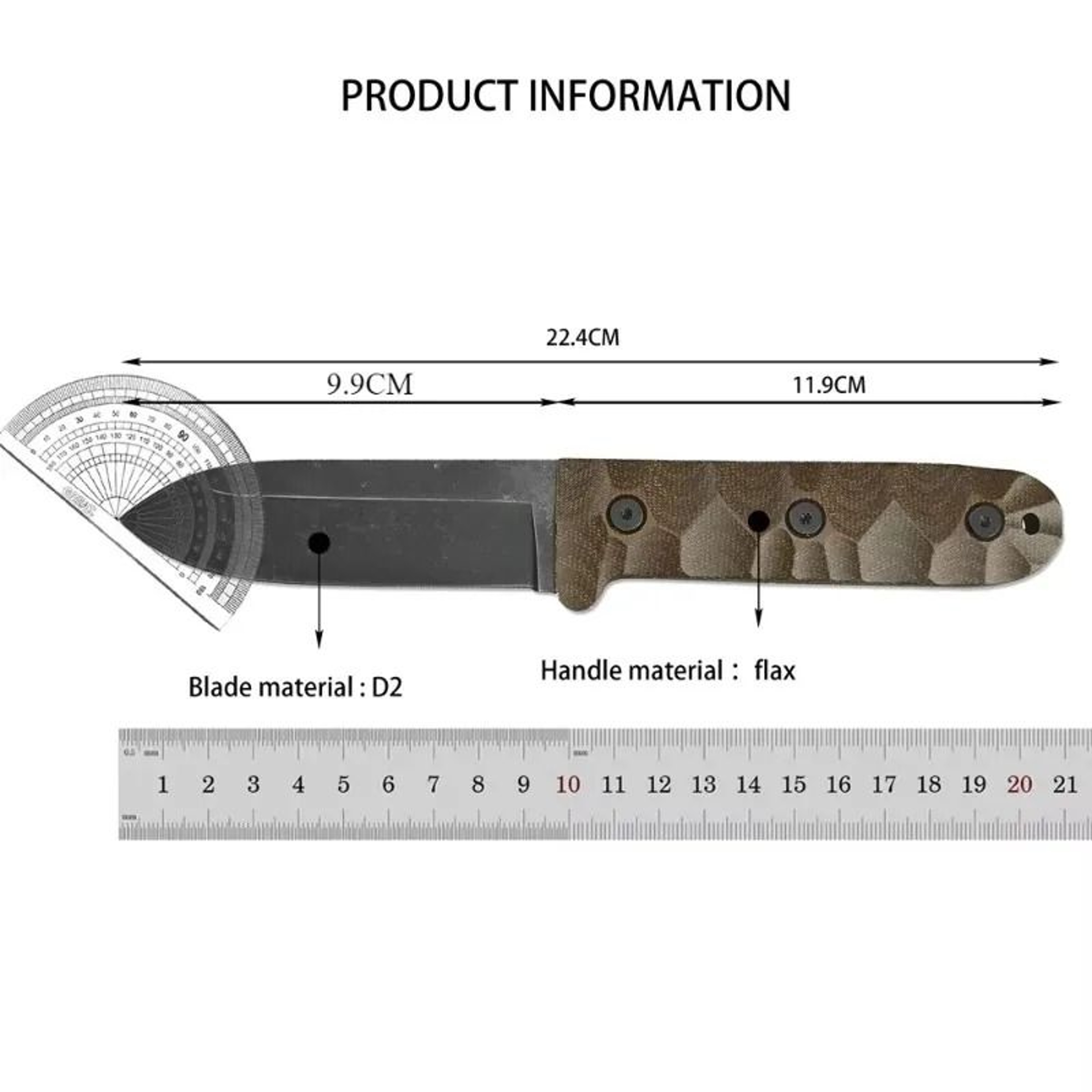 Fixed Blade Bushcraft Knife With Sheath 3