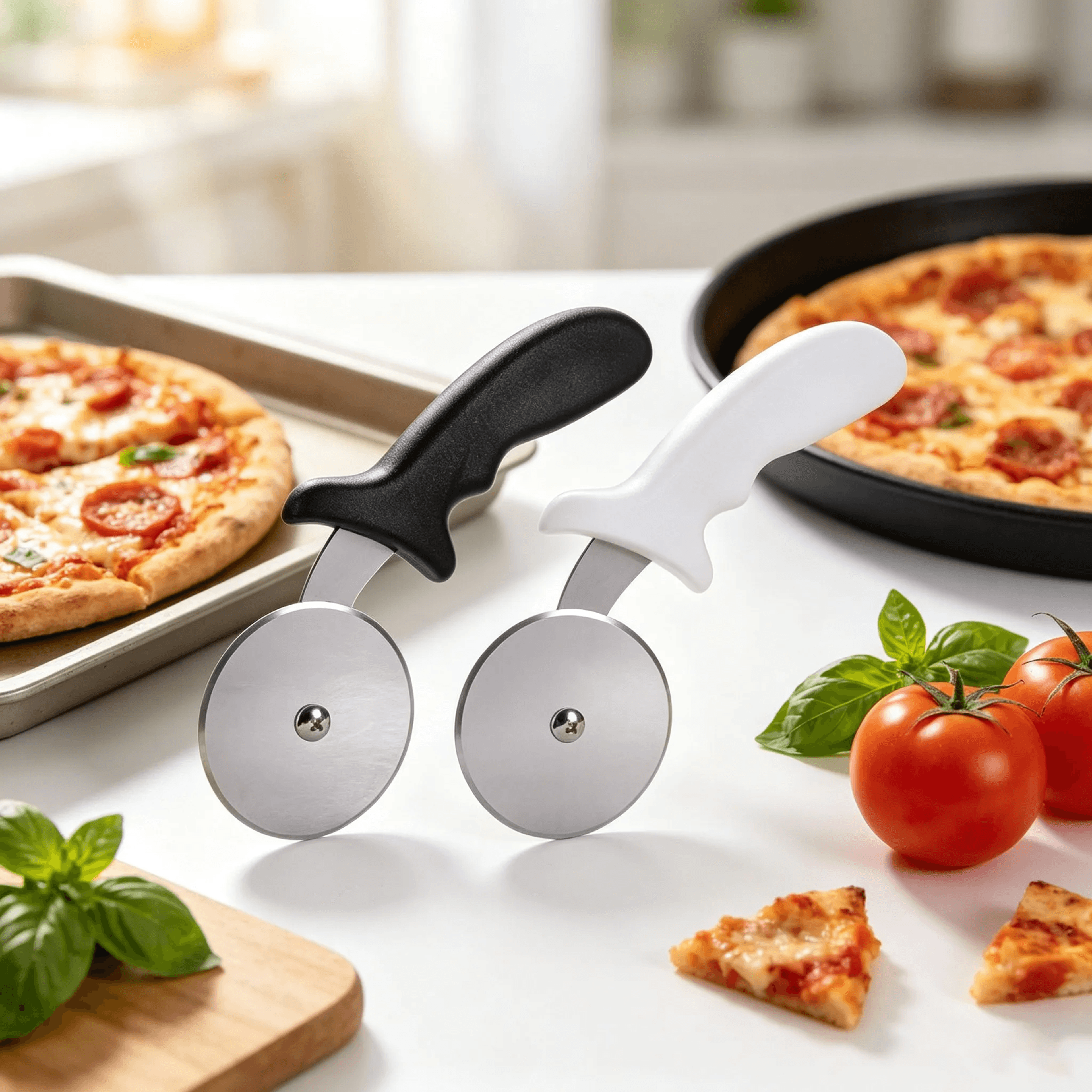 Stainless Steel Pizza Slicing Knife Ergonomic Handle For Clean Even Cuts 0