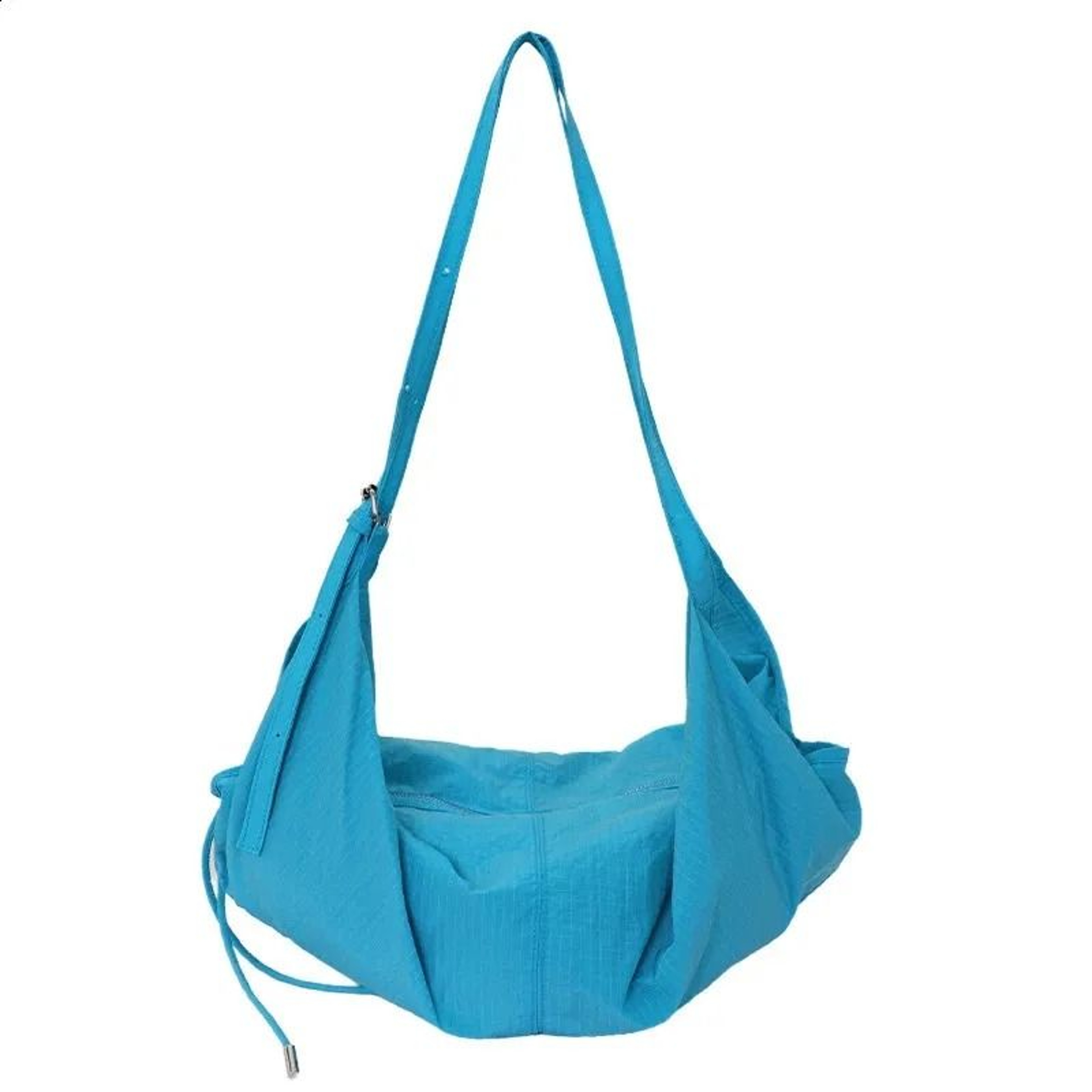 Lake Blue Pleated Dumpling Bag Large Capacity Lightweight Shoulder Handbag 3