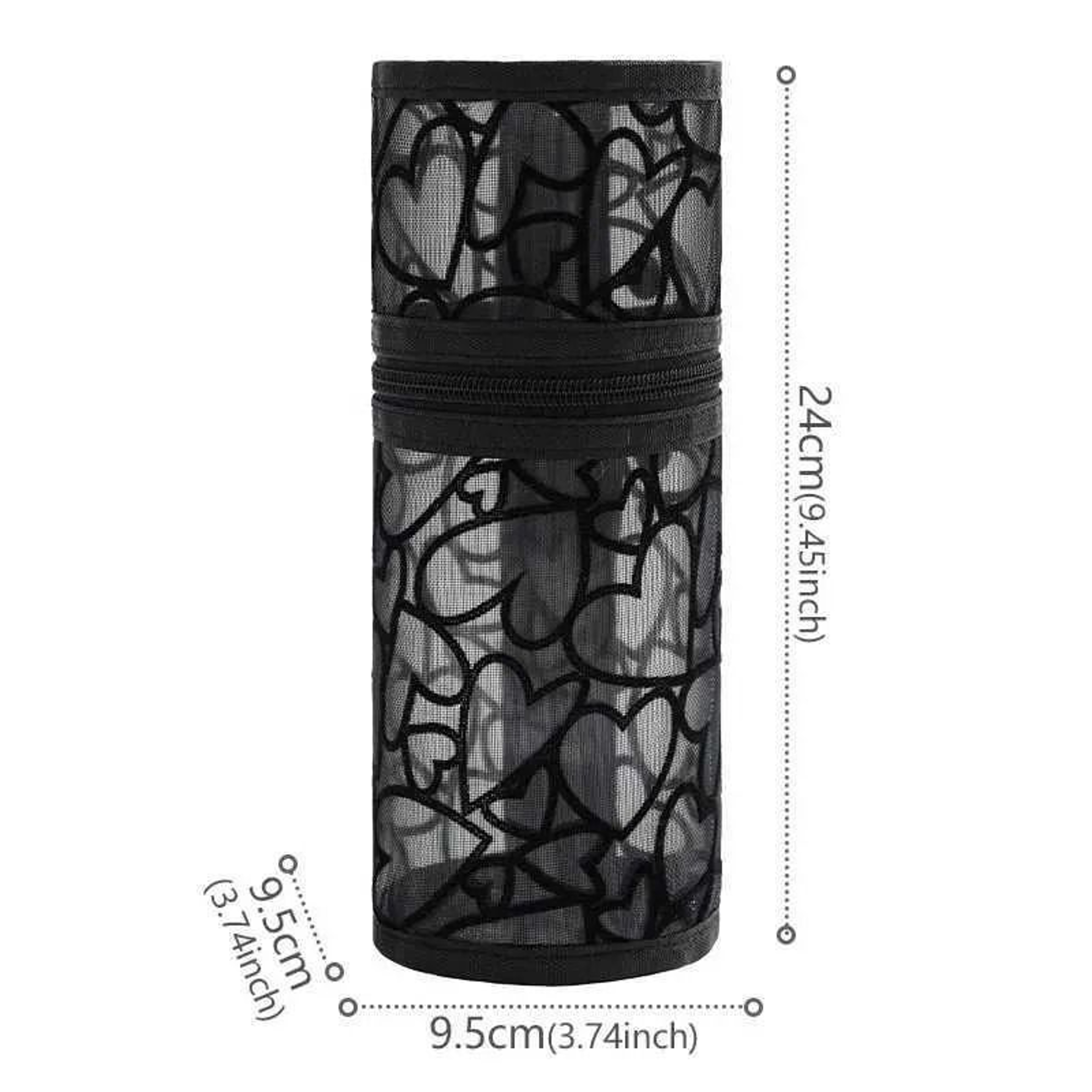 Portable Mesh Makeup Brush Organizer Stand Up Travel Makeup Brush Holder Large Capacity Pouch 2