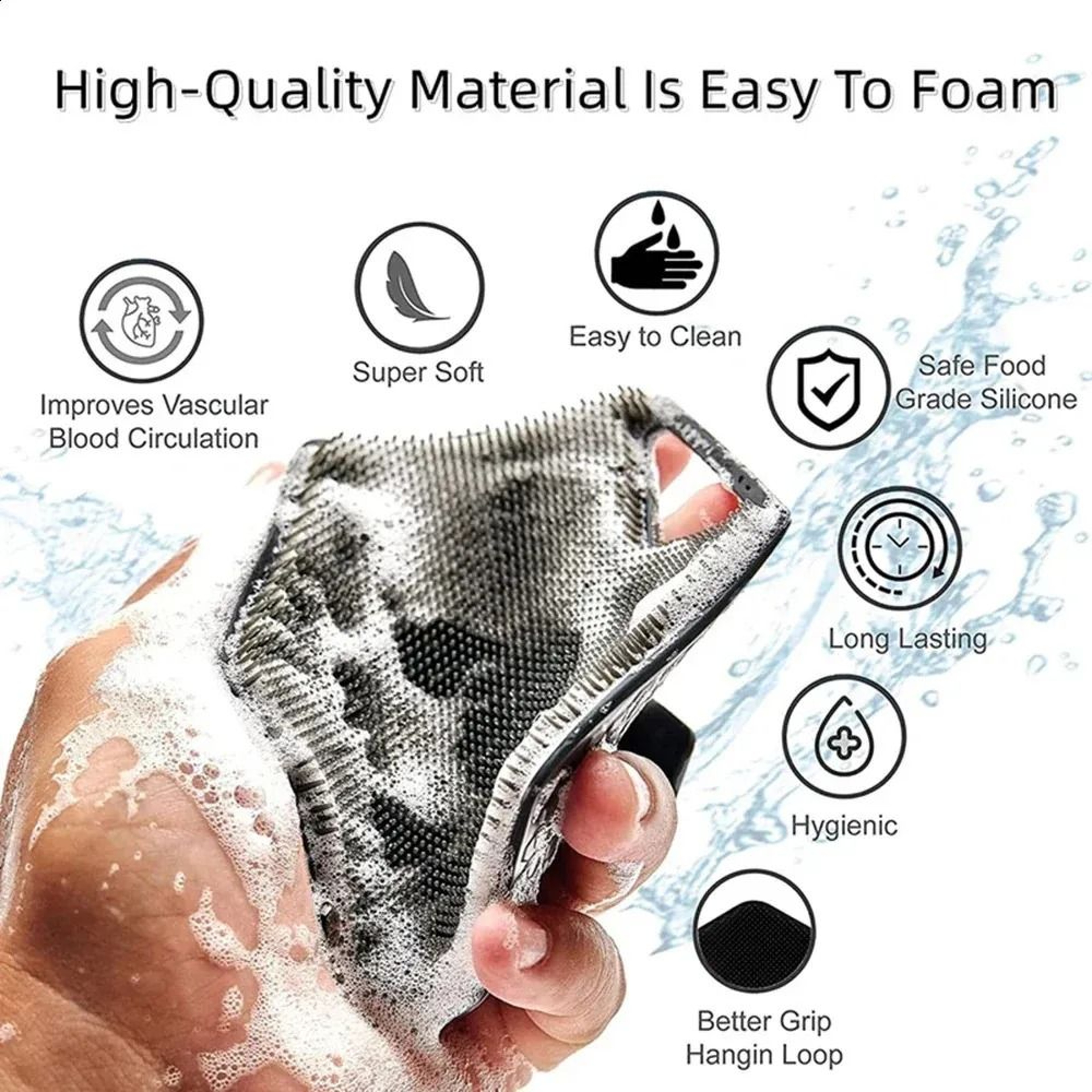 Silicone Body Scrubber Exfoliating Bath Brush And Shampoo Brush 4