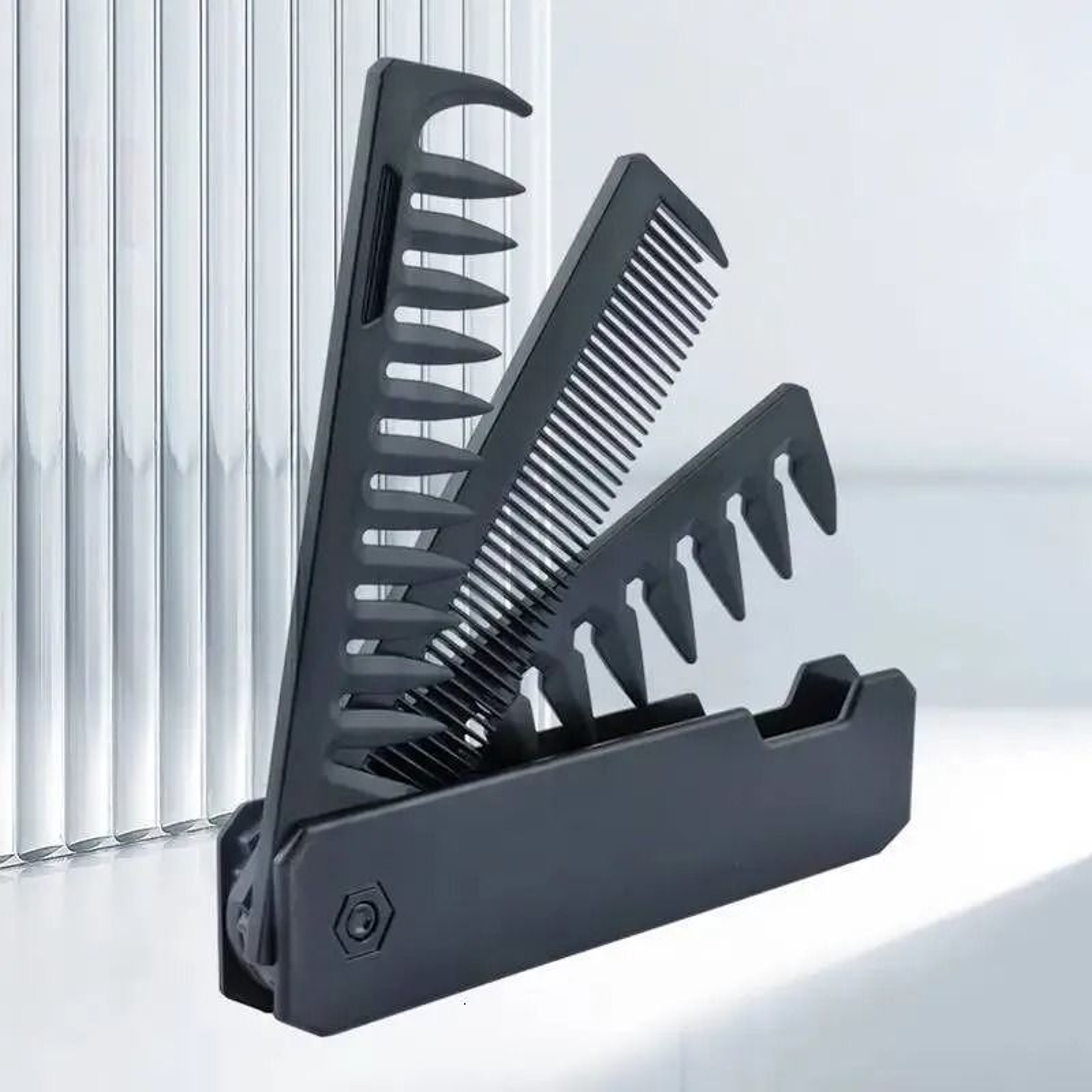 Wide Tooth Folding Pocket Comb For Beard Hair Styling And Barber Grooming 3