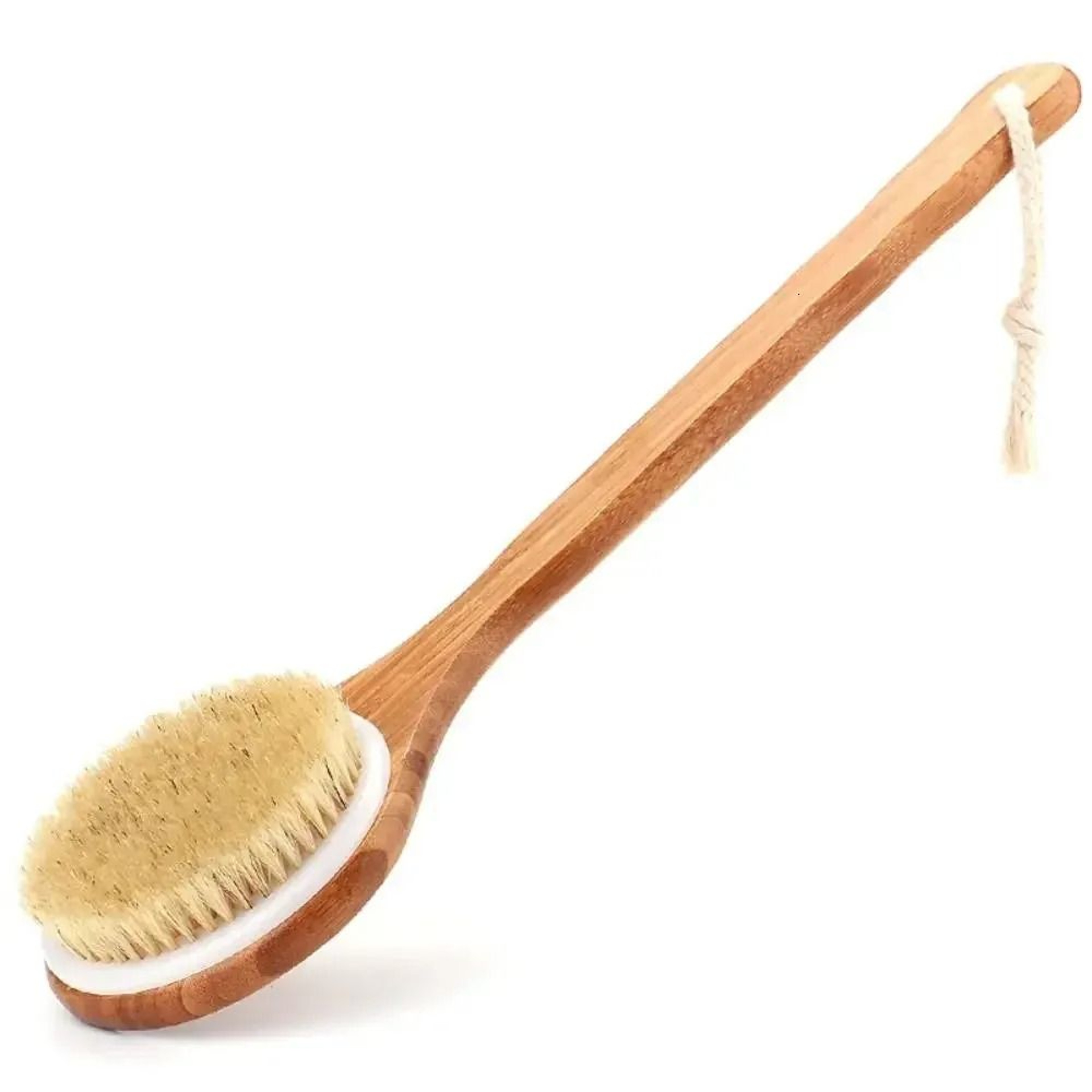 Long Handle Boar Bristle Body Brush For Dry Brushing And Back Exfoliation 0