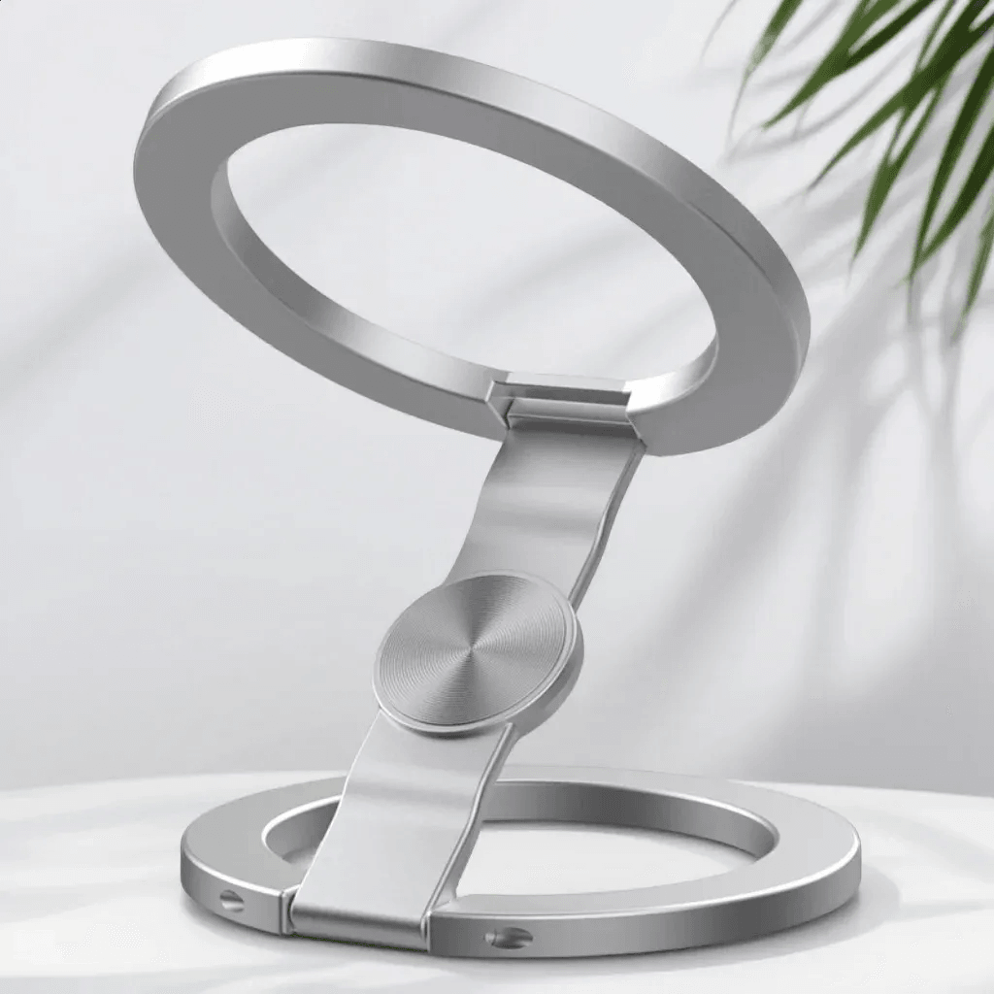 Double Sided Magnetic Phone Holder 360 Rotating Metal Phone Stand For Desk Car And Travel 4
