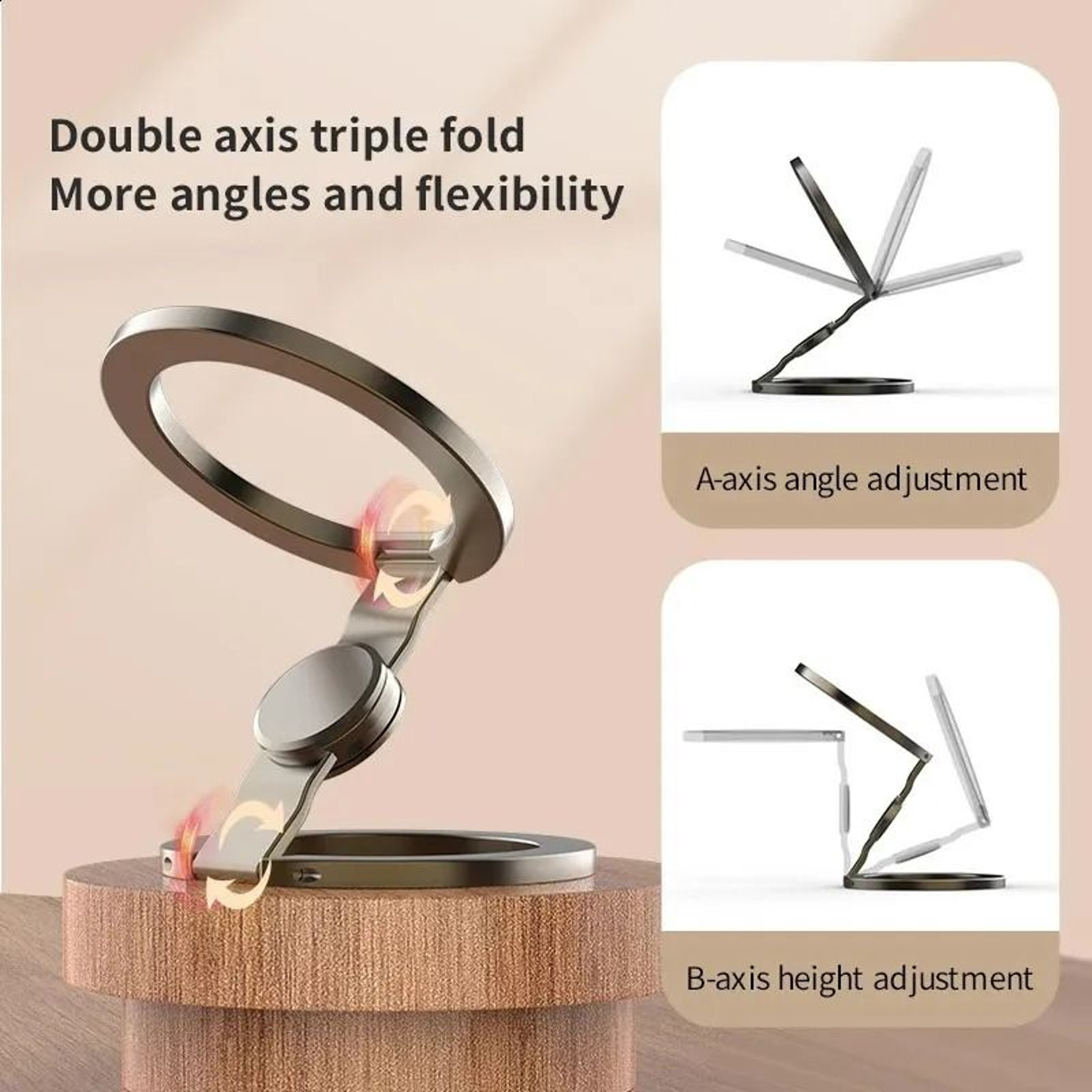Double Sided Magnetic Phone Holder 360 Rotating Metal Phone Stand For Desk Car And Travel 8
