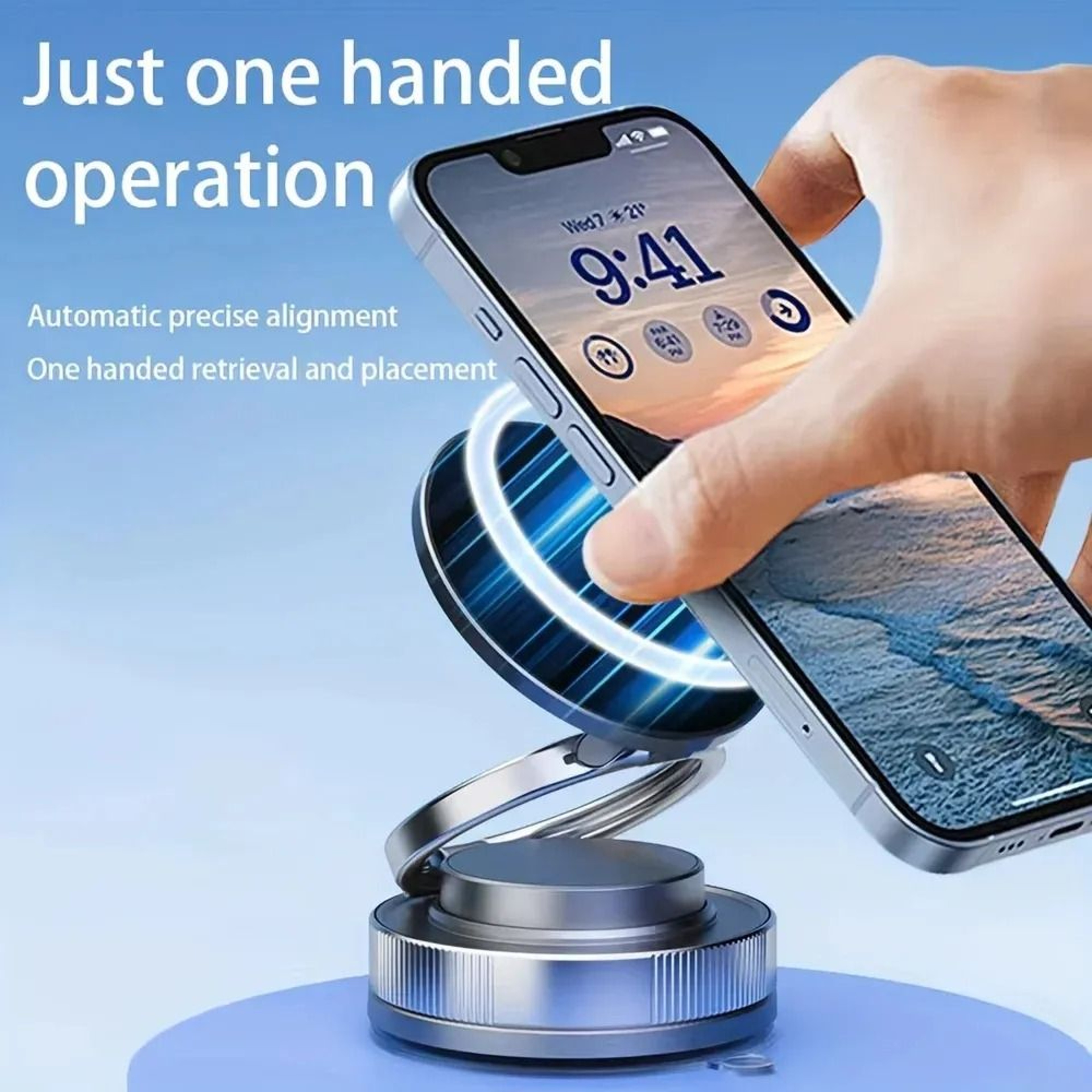 Vacuum Magnetic Phone Holder Foldable Adjustable Car Phone Mount 4