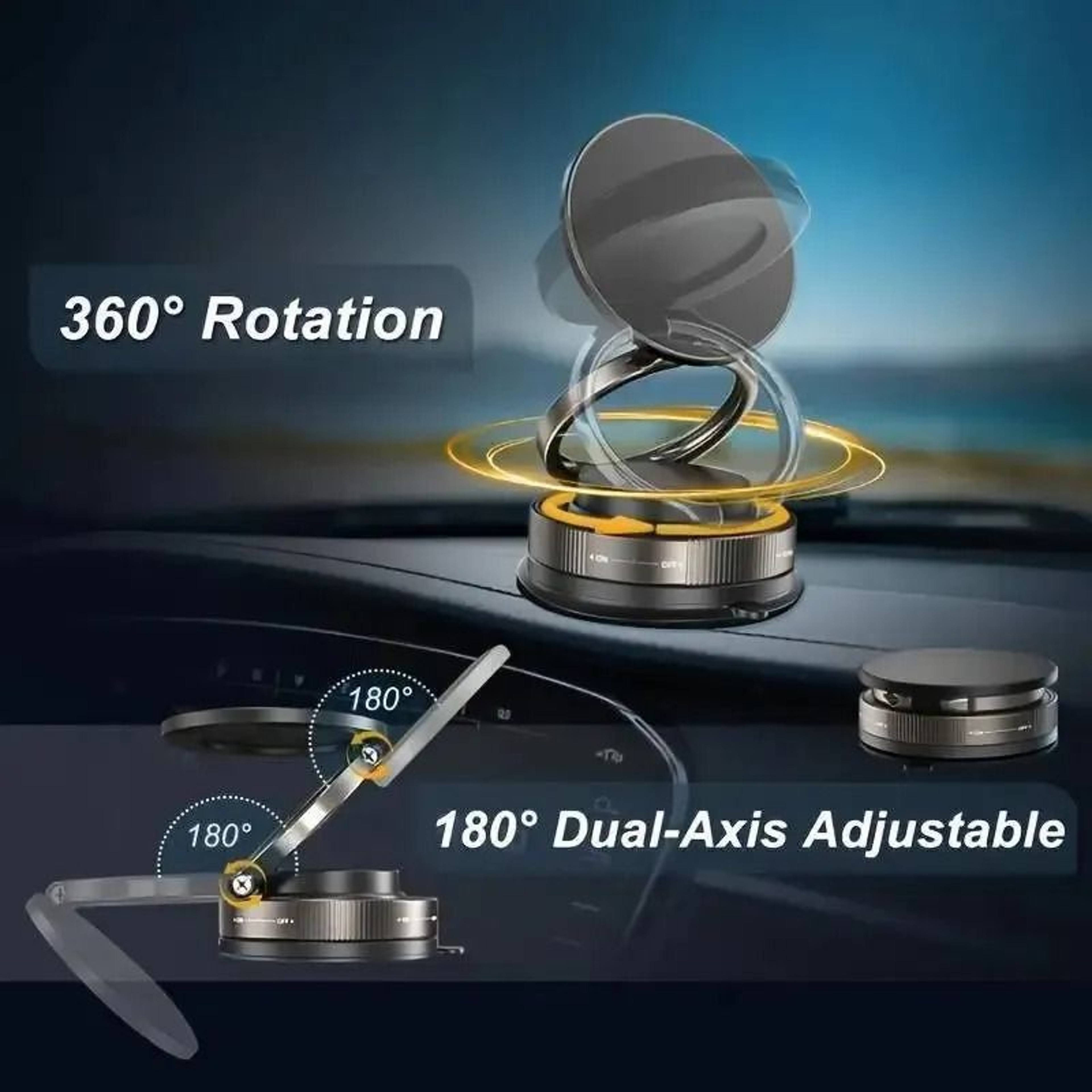 Vacuum Magnetic Phone Holder Foldable Adjustable Car Phone Mount 3
