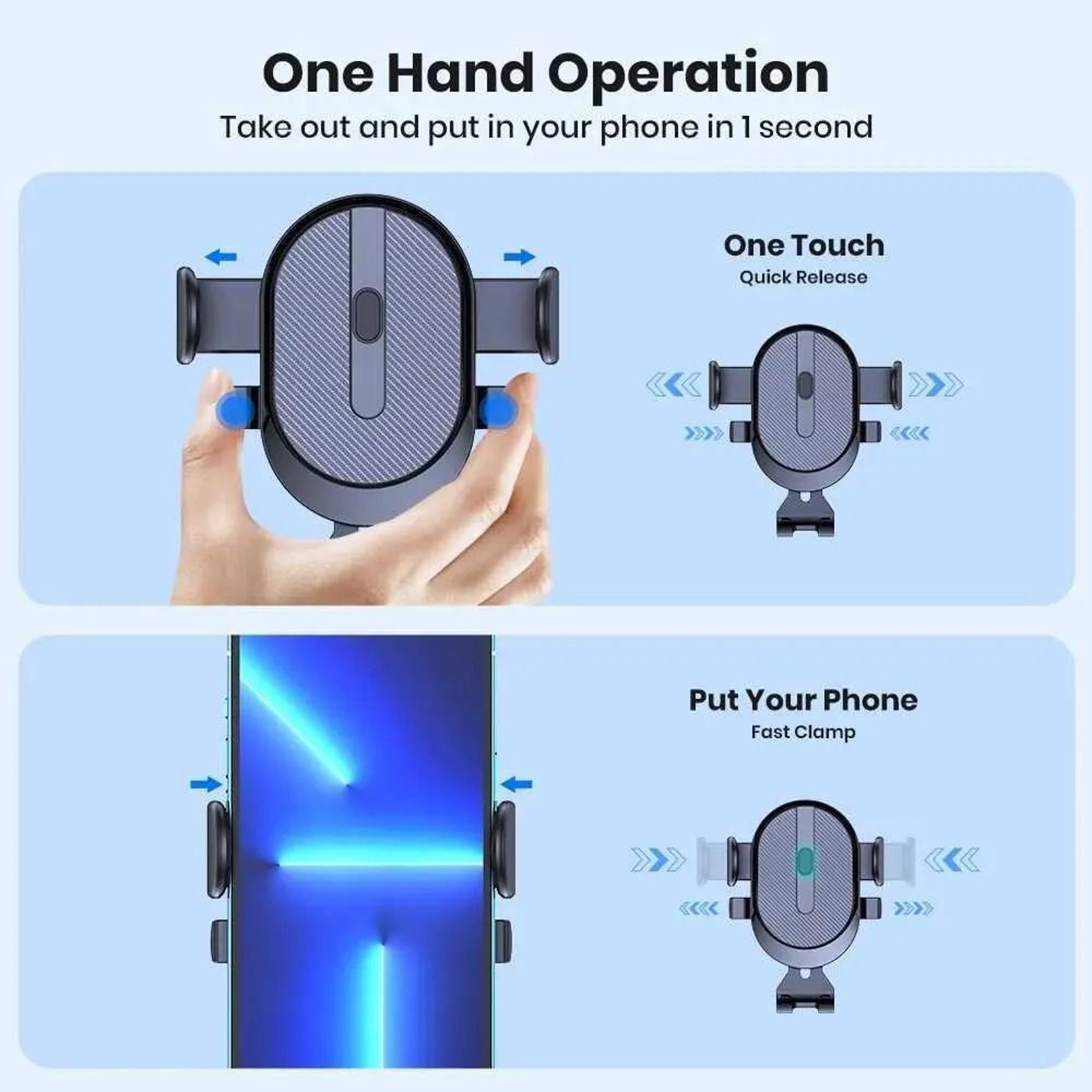 Gravity Car Phone Holder Air Vent Mount With One Hand Auto Lock 2