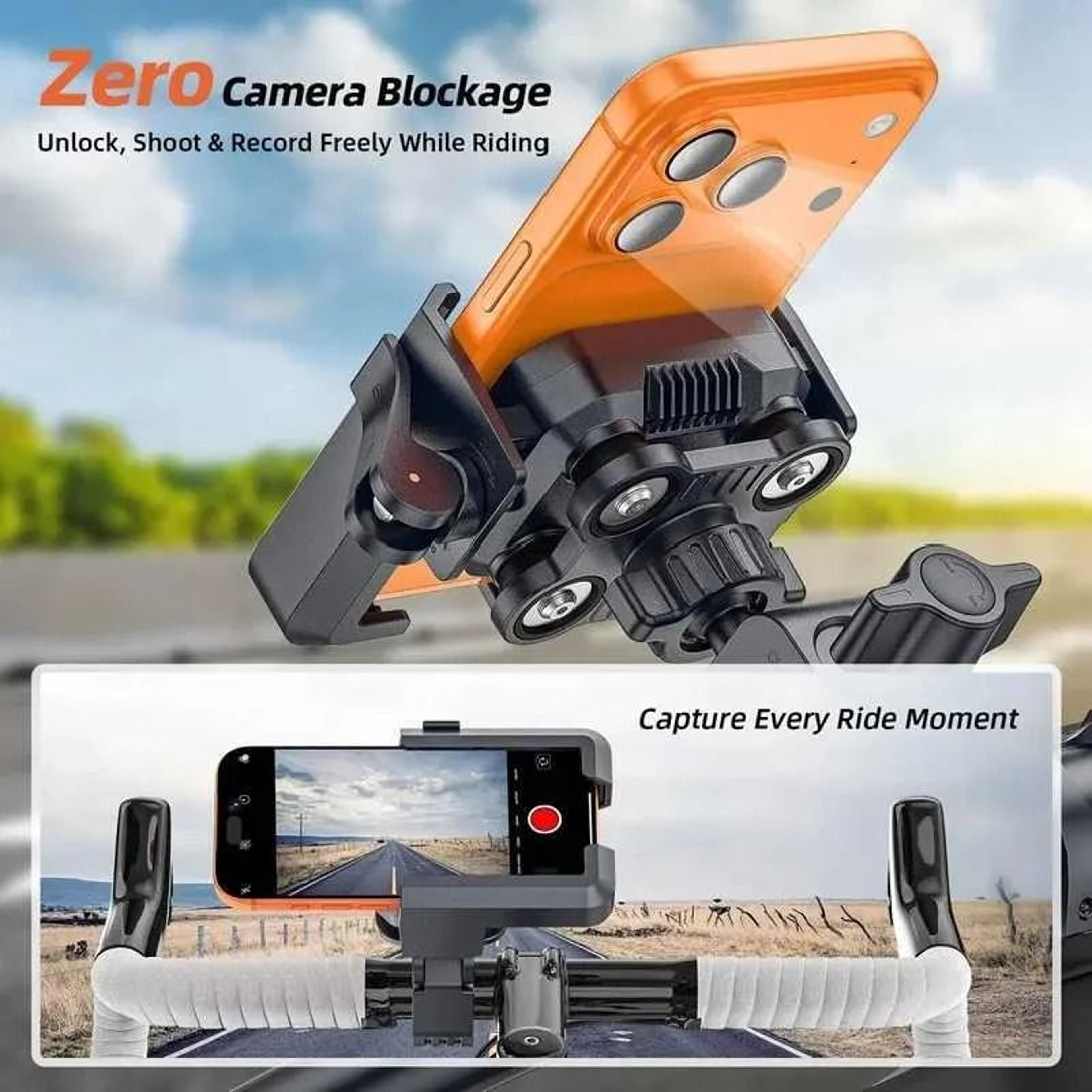 Anti Vibration Motorcycle Phone Mount With Secure Lock Camera Friendly Handlebar Holder 3