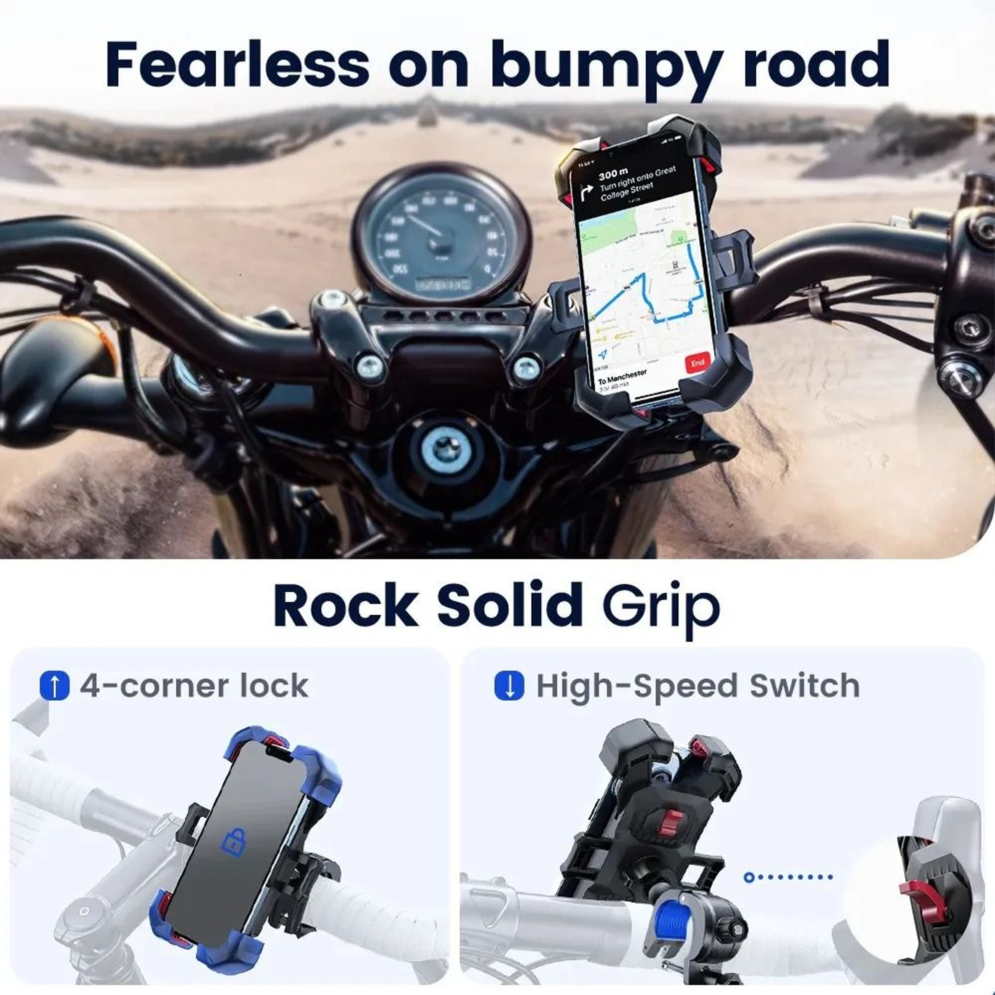 Shockproof Bike Phone Holder With Rotation Universal Smartphone Handlebar Mount 1