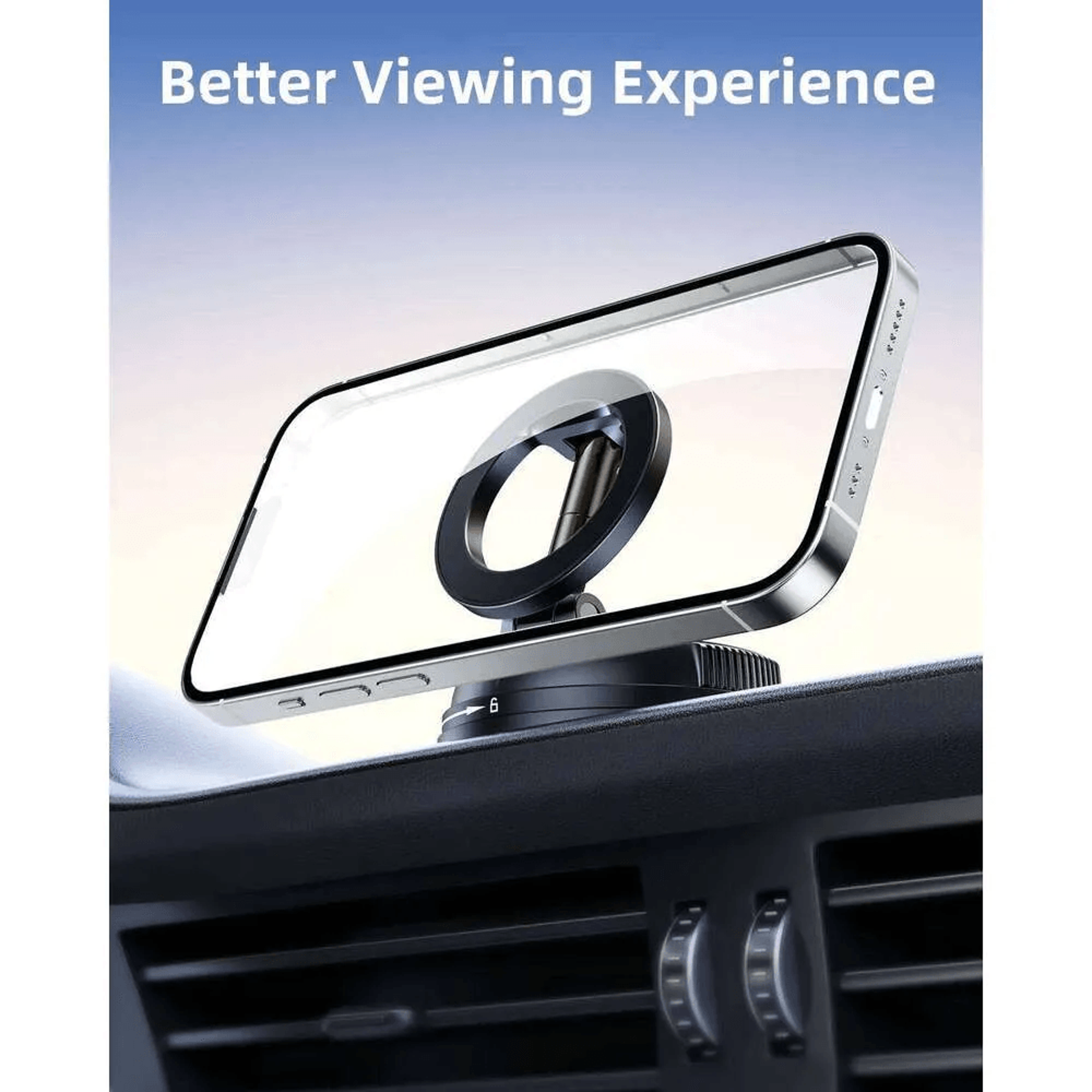 Adjustable Magnetic Phone Holder Foldable Suction Cup Car Mount 3