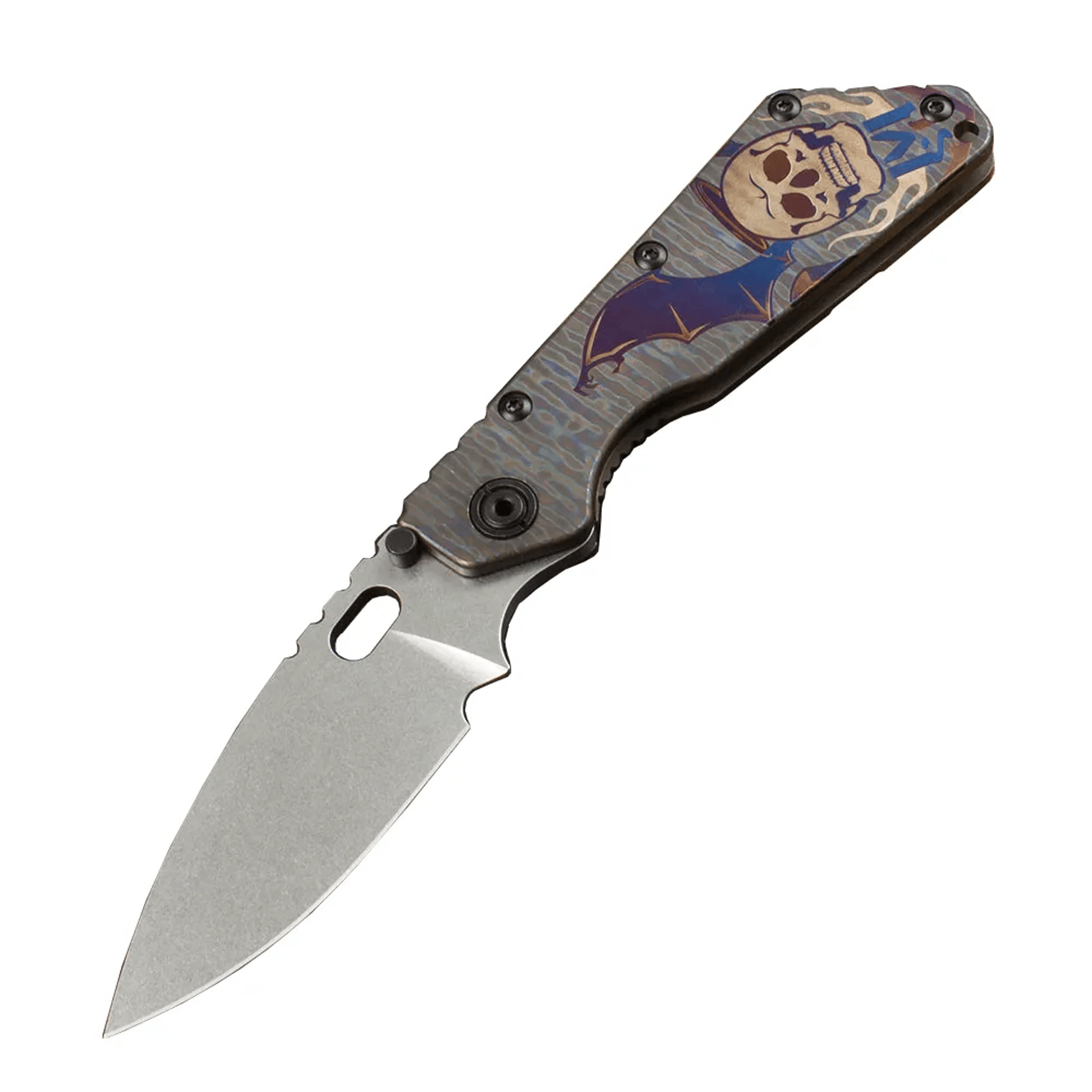 SMF Steel Folding Knife With Stonewashed Blade And Titanium Handle 0