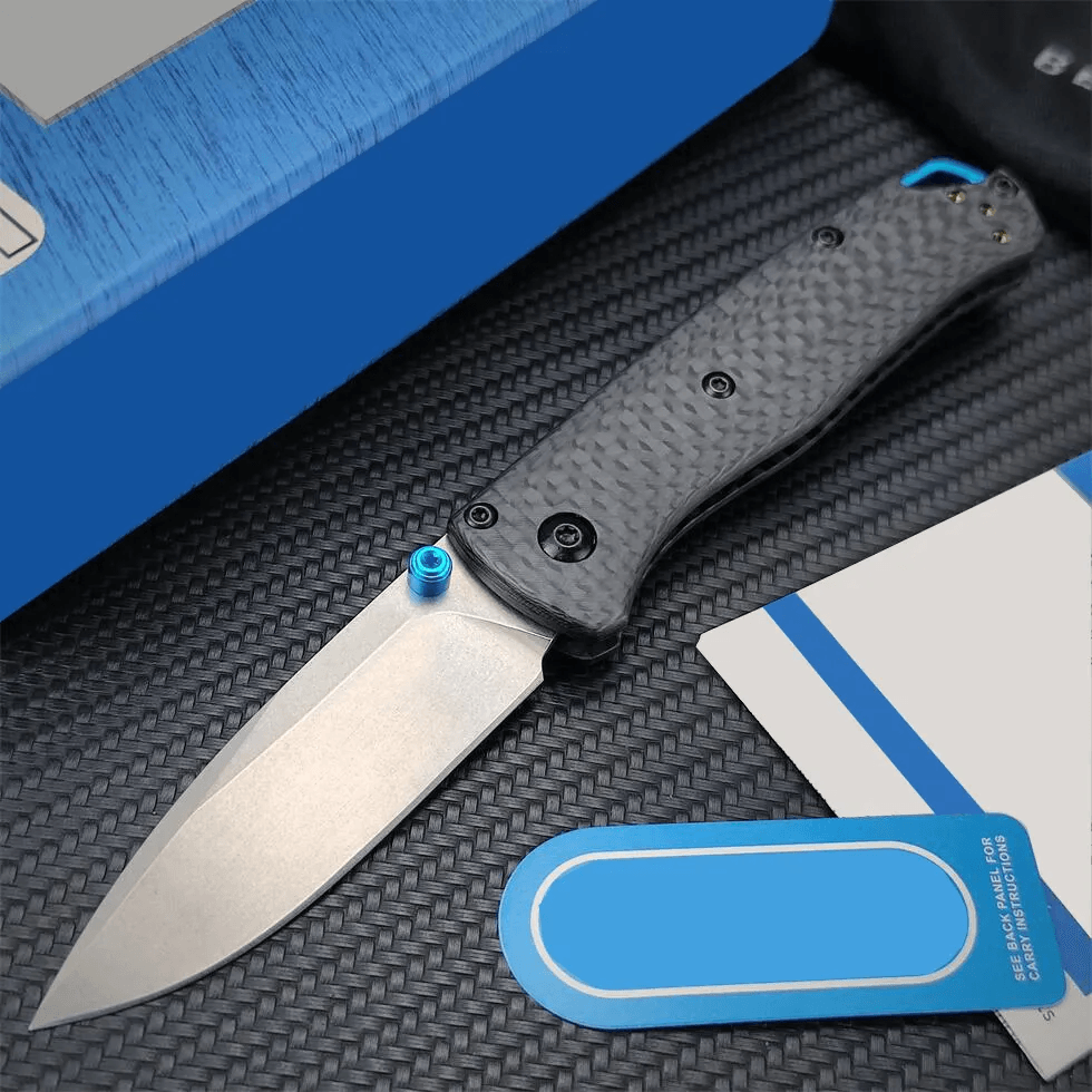 Mini Folding Pocket Knife With Carbon Fiber Handle Blade 0
