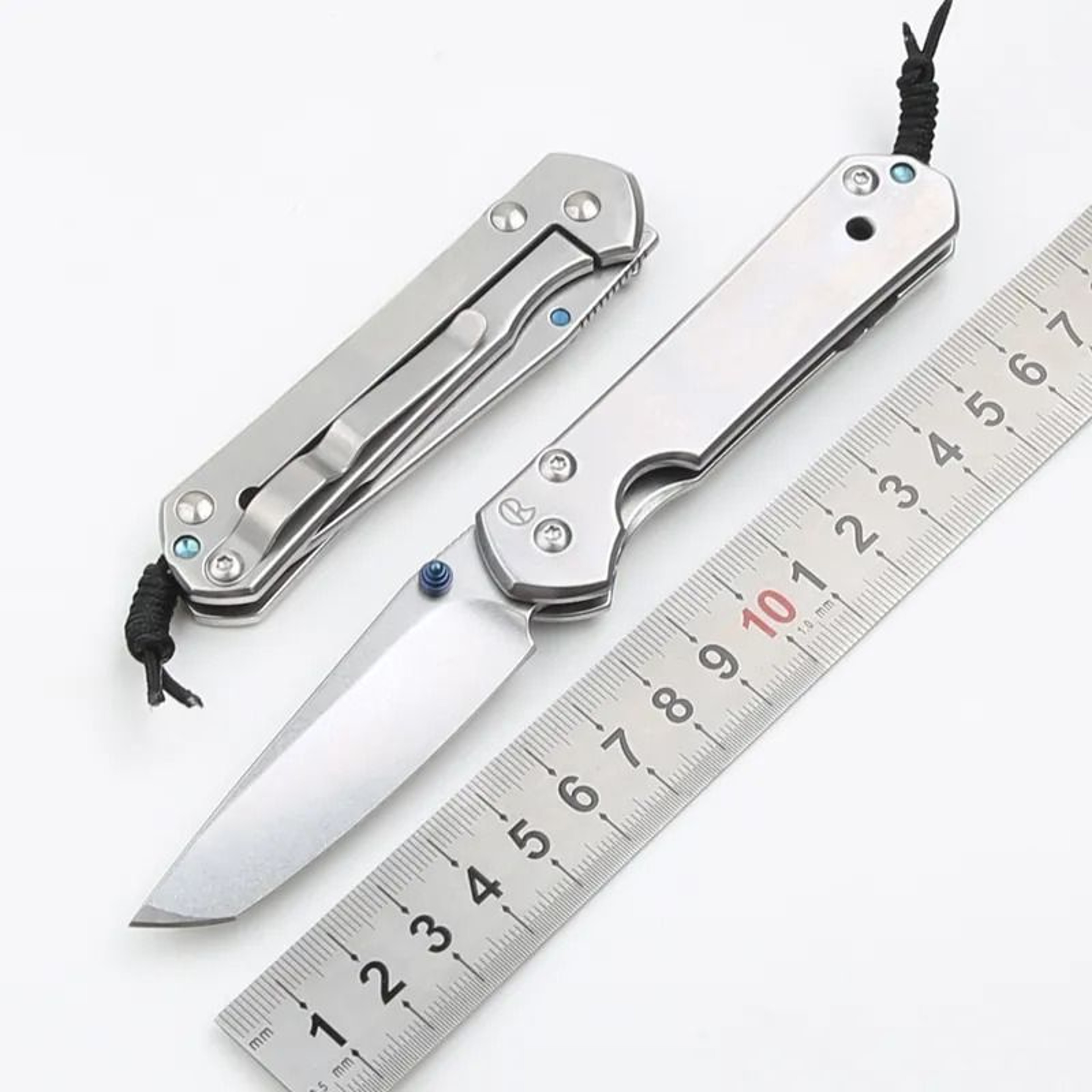 Compact Tanto Folding EDC Pocket Knife With Stonewashed Blade And Steel Handle 3