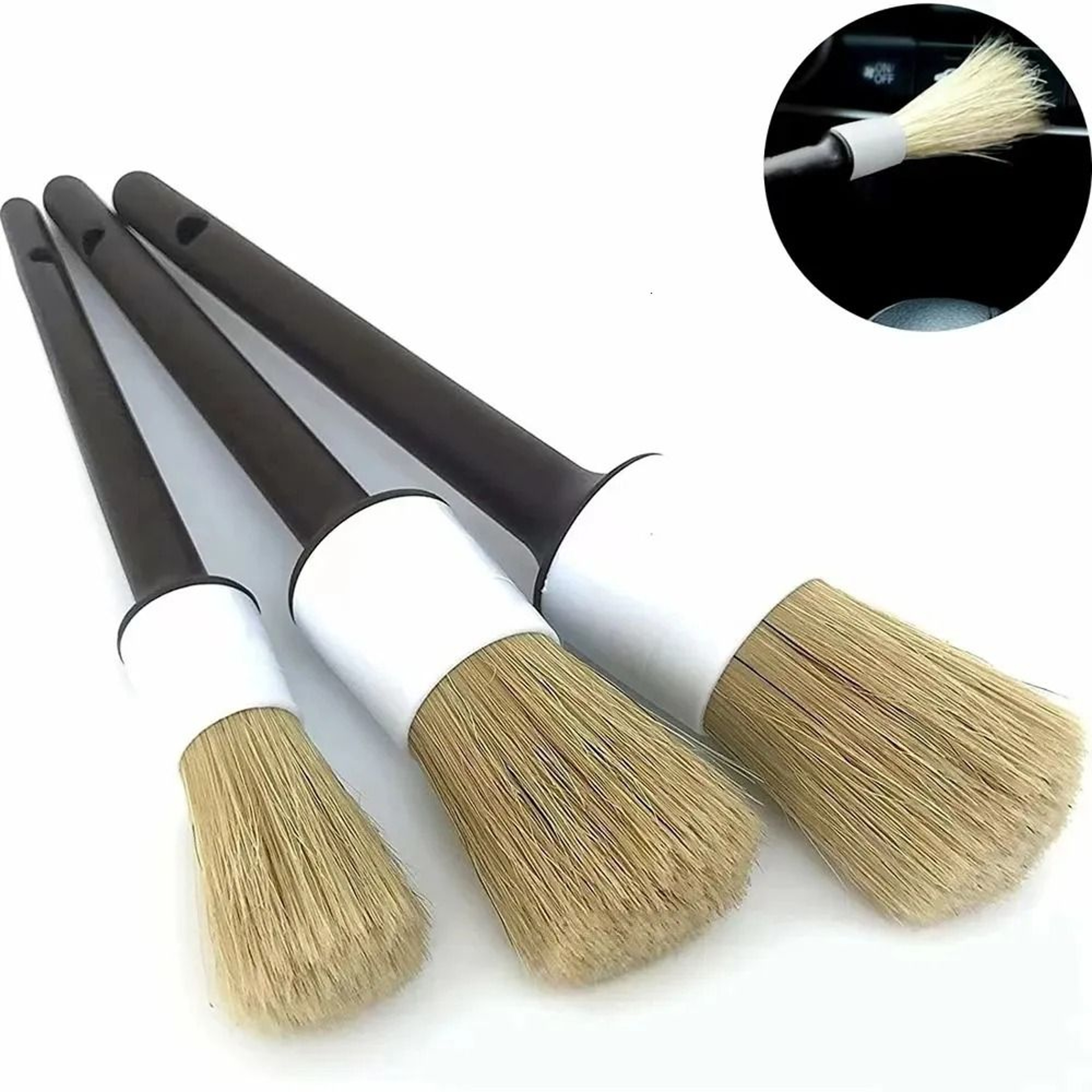 Car Detailing Brush Set With Wool Bristles For Interior And Exterior Cleaning 0