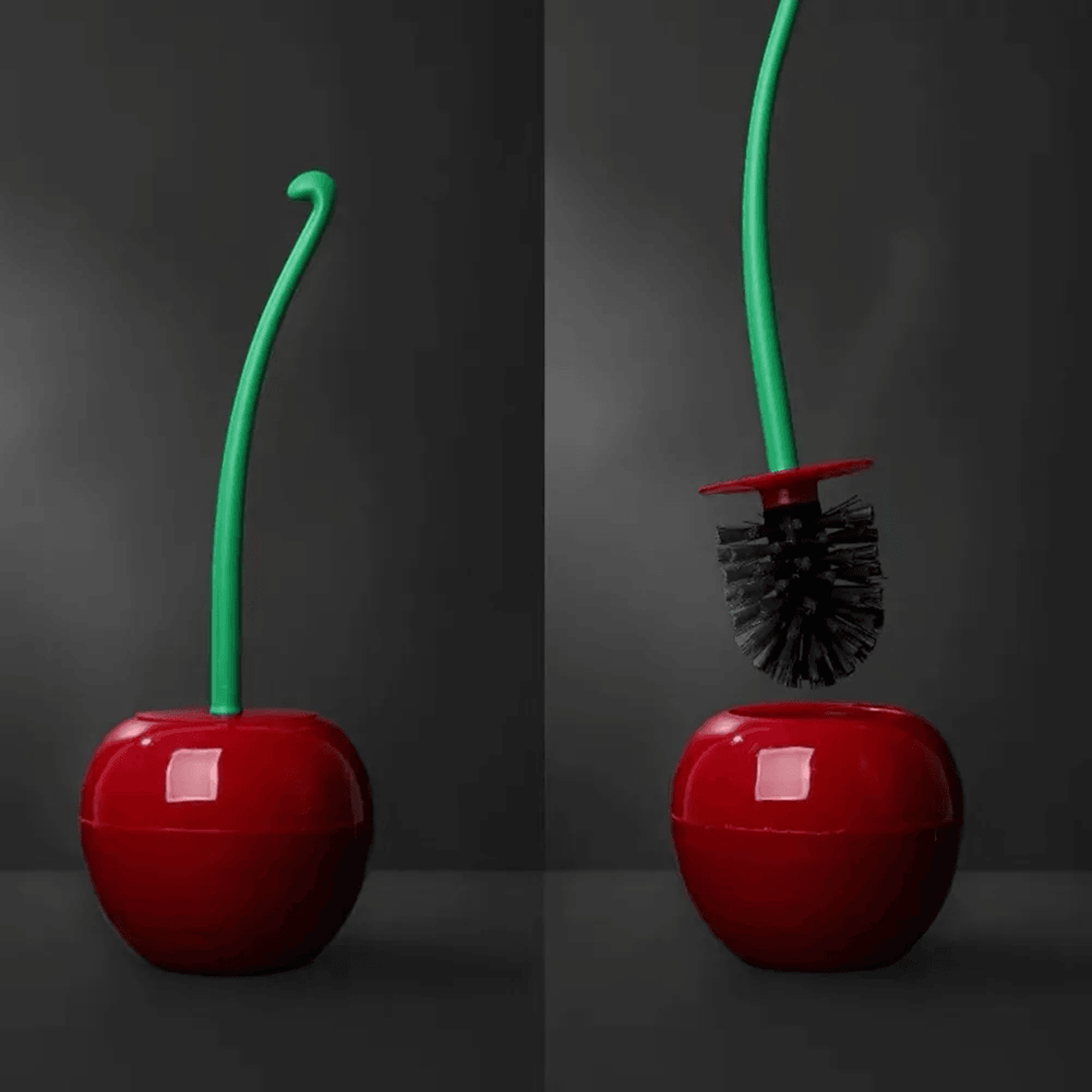 Cherry Shaped Toilet Brush With Holder Base And Ergonomic Handle 1