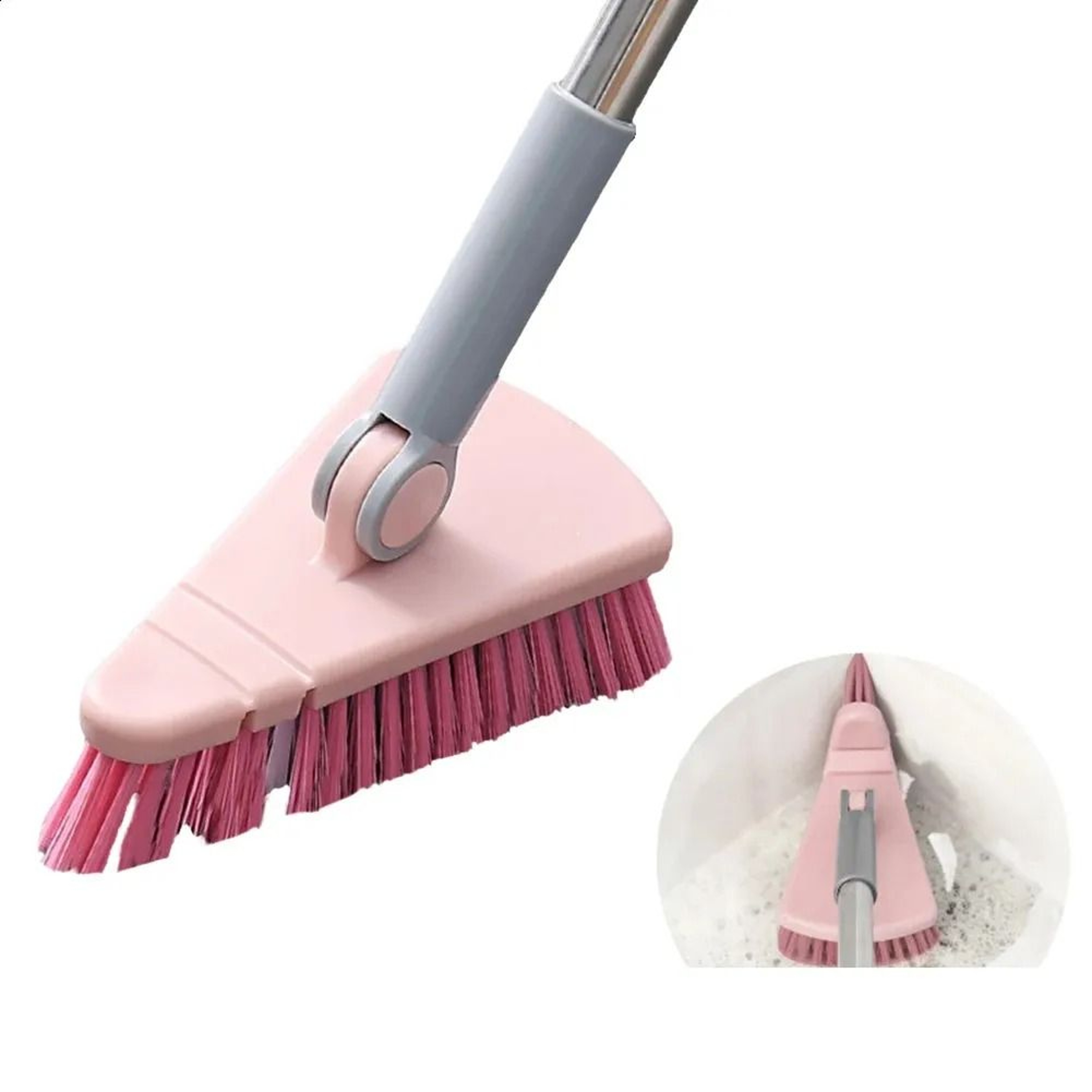 Long Handle Triangular Floor Scrub Brush With Stiff Bristles For Tile Tubs And Corners 5