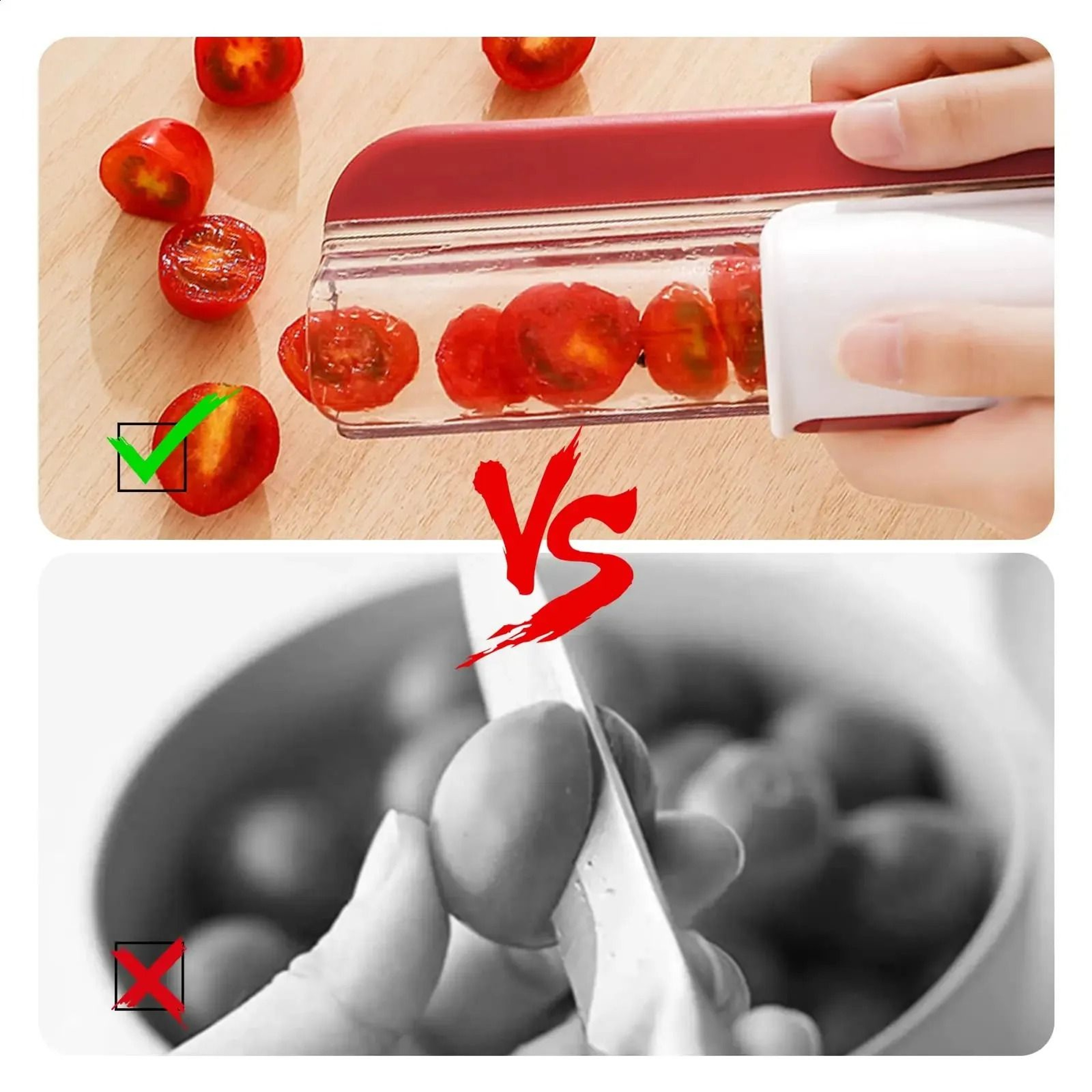 Stainless Steel Tomato Slicer And Grape Cutter For Small Fruit Salad Prep 2