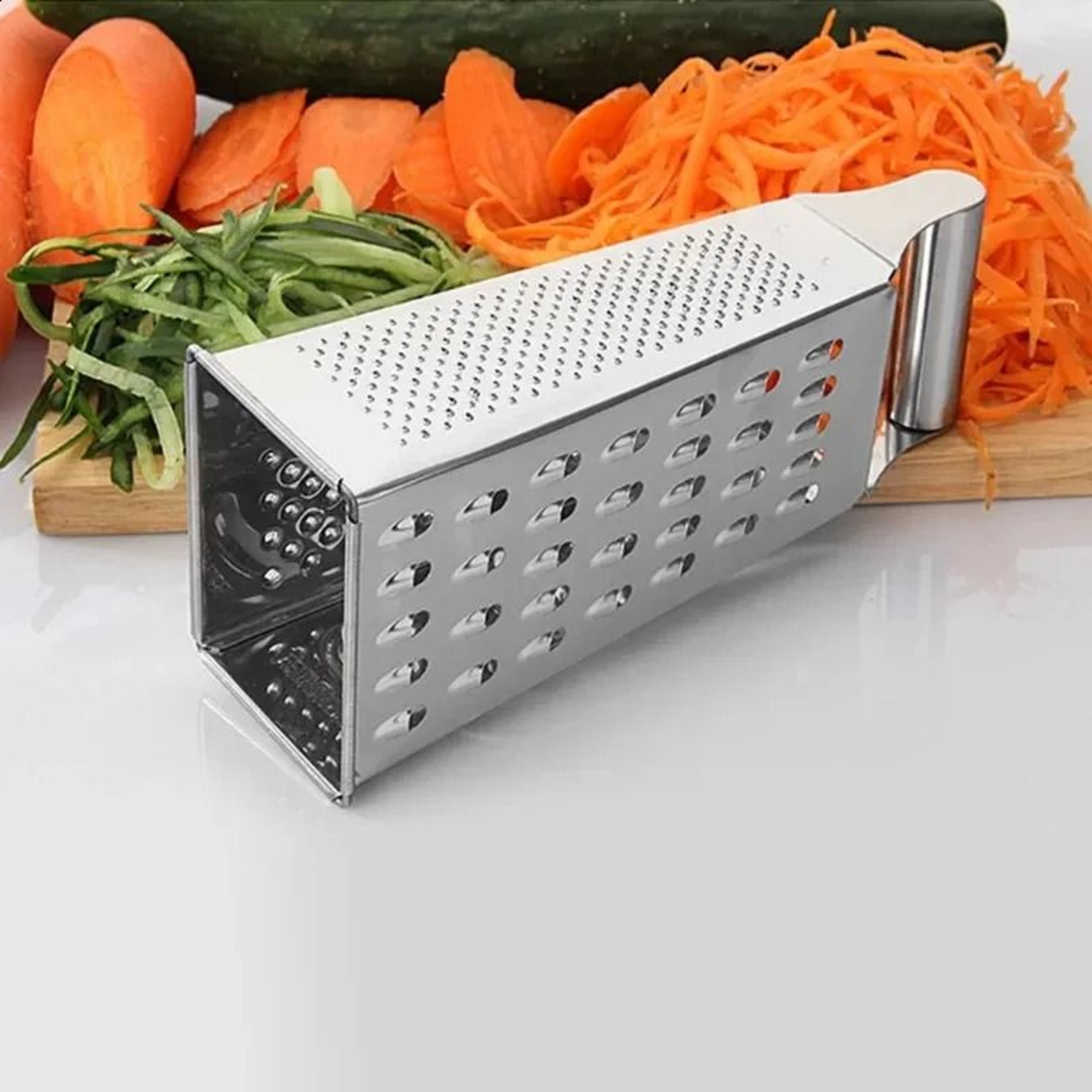 Stainless Steel Sided Box Grater With Food Container For Cheese And Vegetables 3