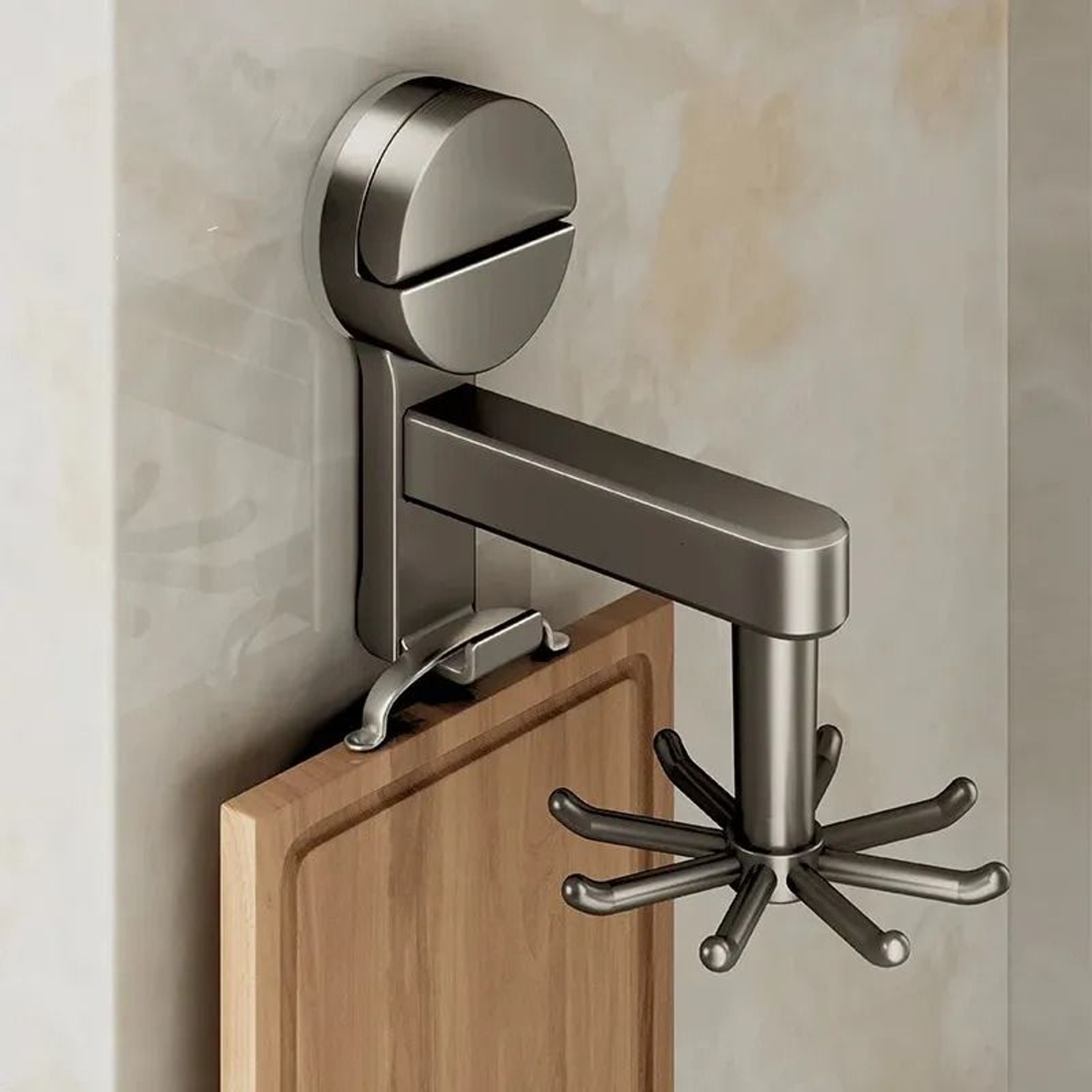 Suction Cup Kitchen Storage Rack With 360 Degree Rotating Hook No Drill Plastic Organizer 0