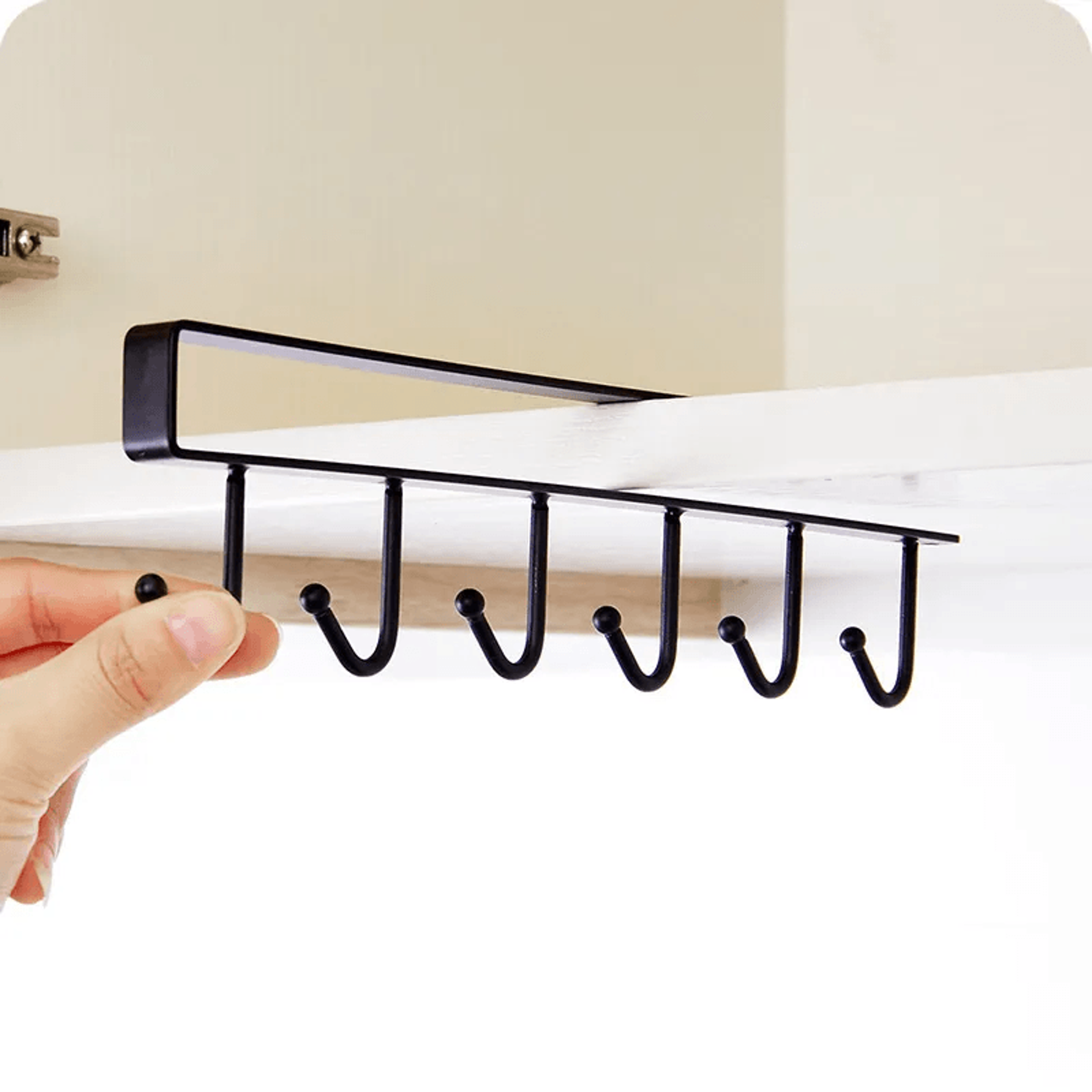 Under Cabinet Coffee Mug Rack With 6 Hooks Metal Kitchen Cup Organizer 0