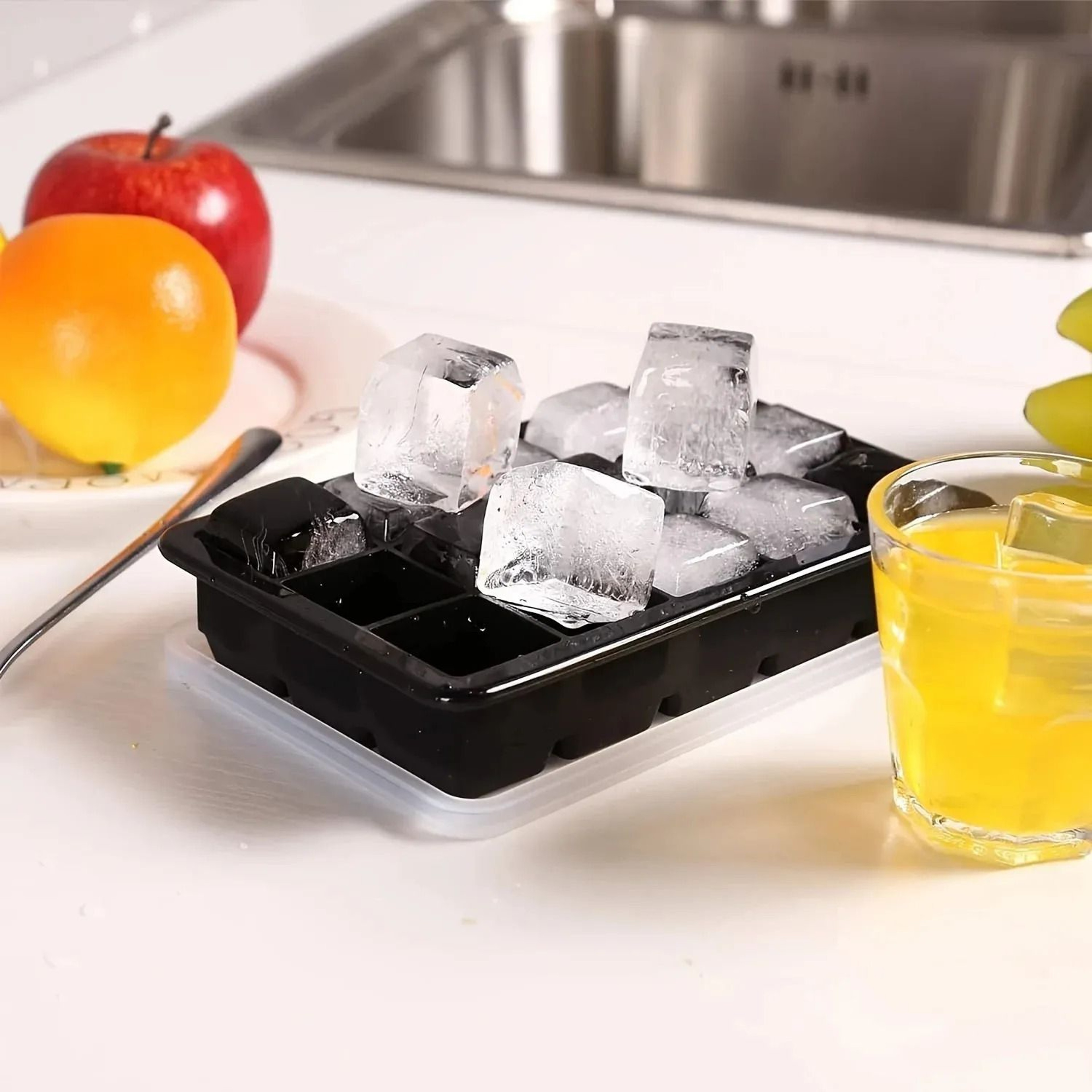 Silicone Ice Cube Tray Reusable Square Freezer Mold For Cocktails And Homemade Treats 2