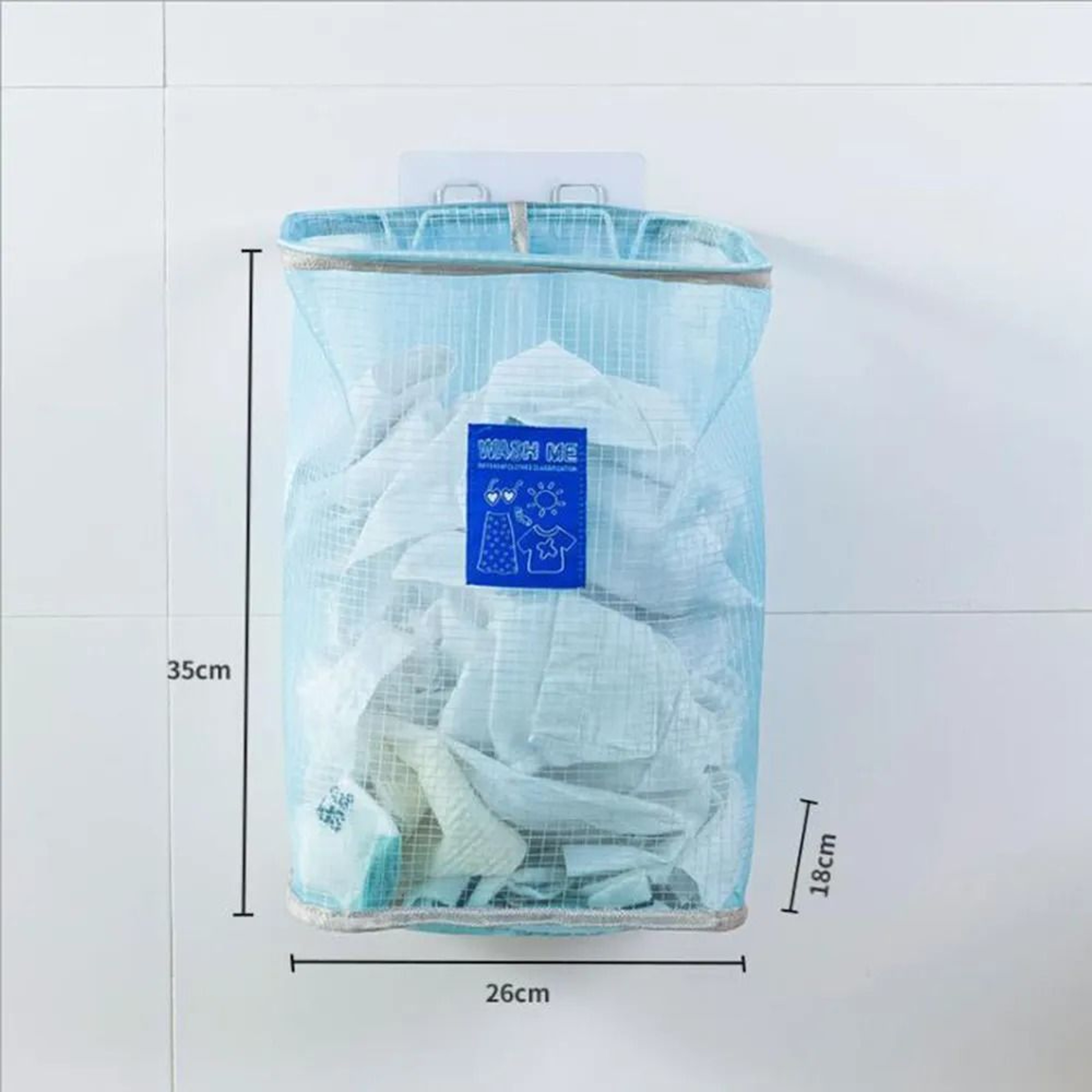 Folding Wall Mounted Laundry Basket Nylon Clothes Organizer For Bathroom 2