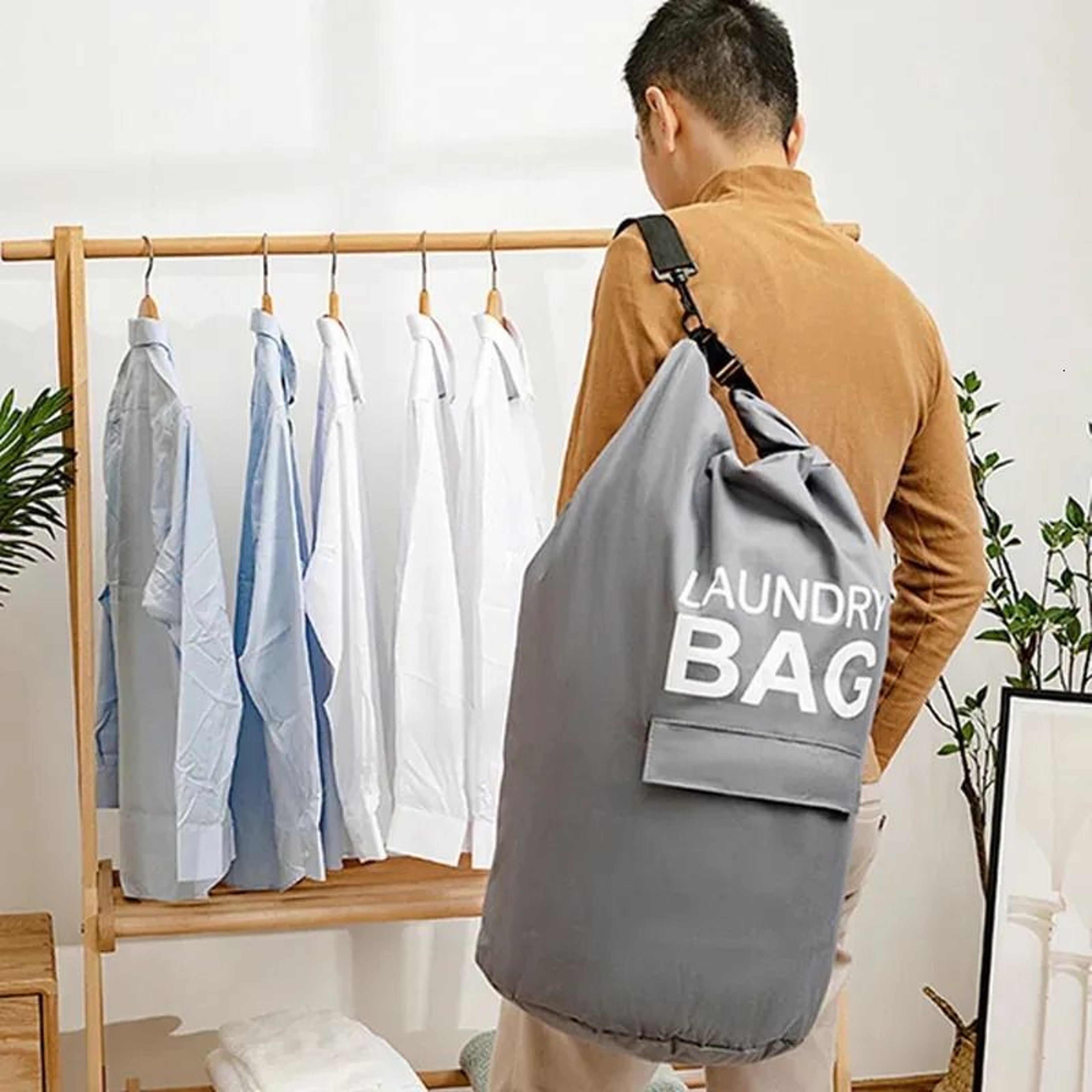 Laundry Hamper Backpack With Adjustable Shoulder Straps And Pocket 0