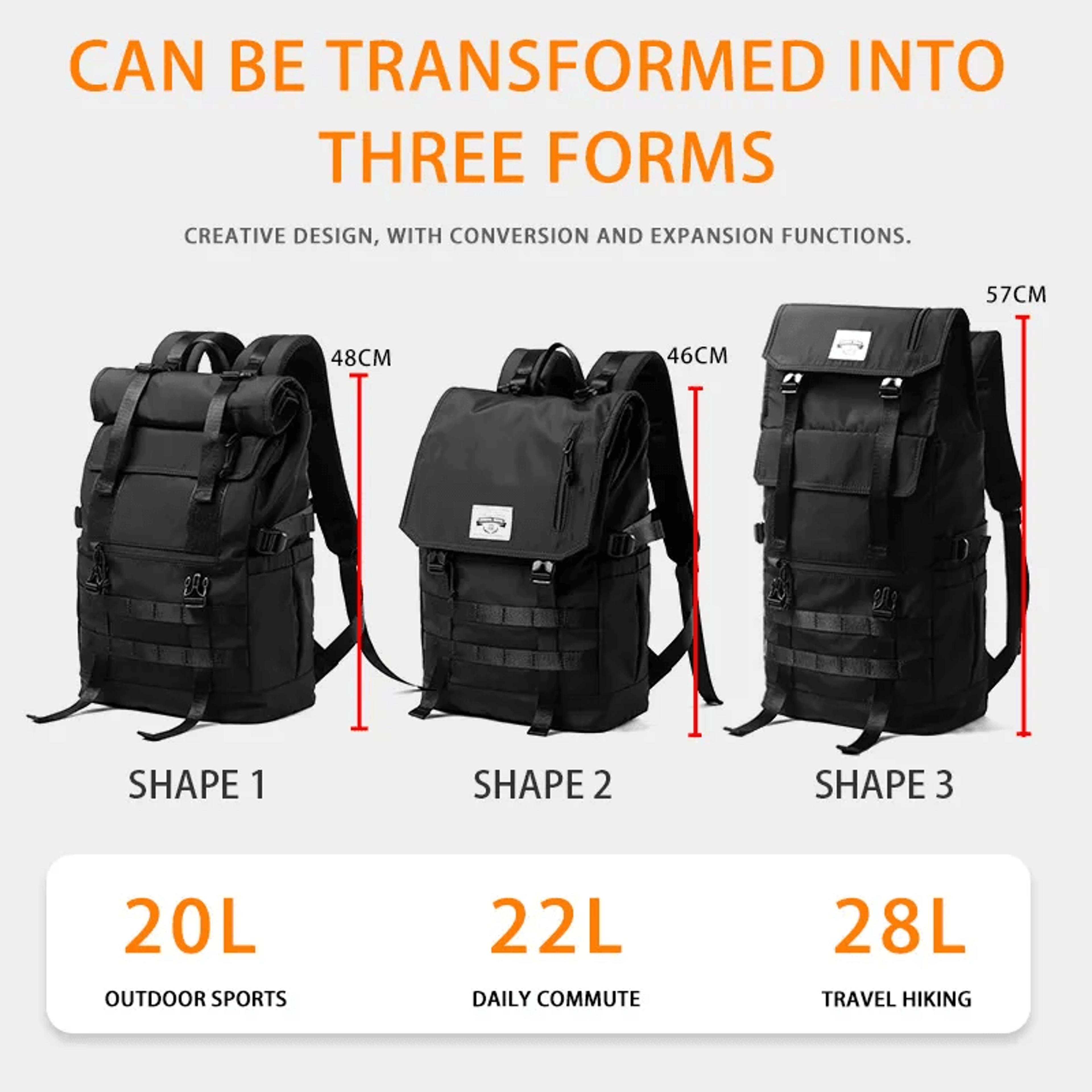 Convertible Laptop Backpack With MultiLayer Storage And AntiTheft Double Zipper 3