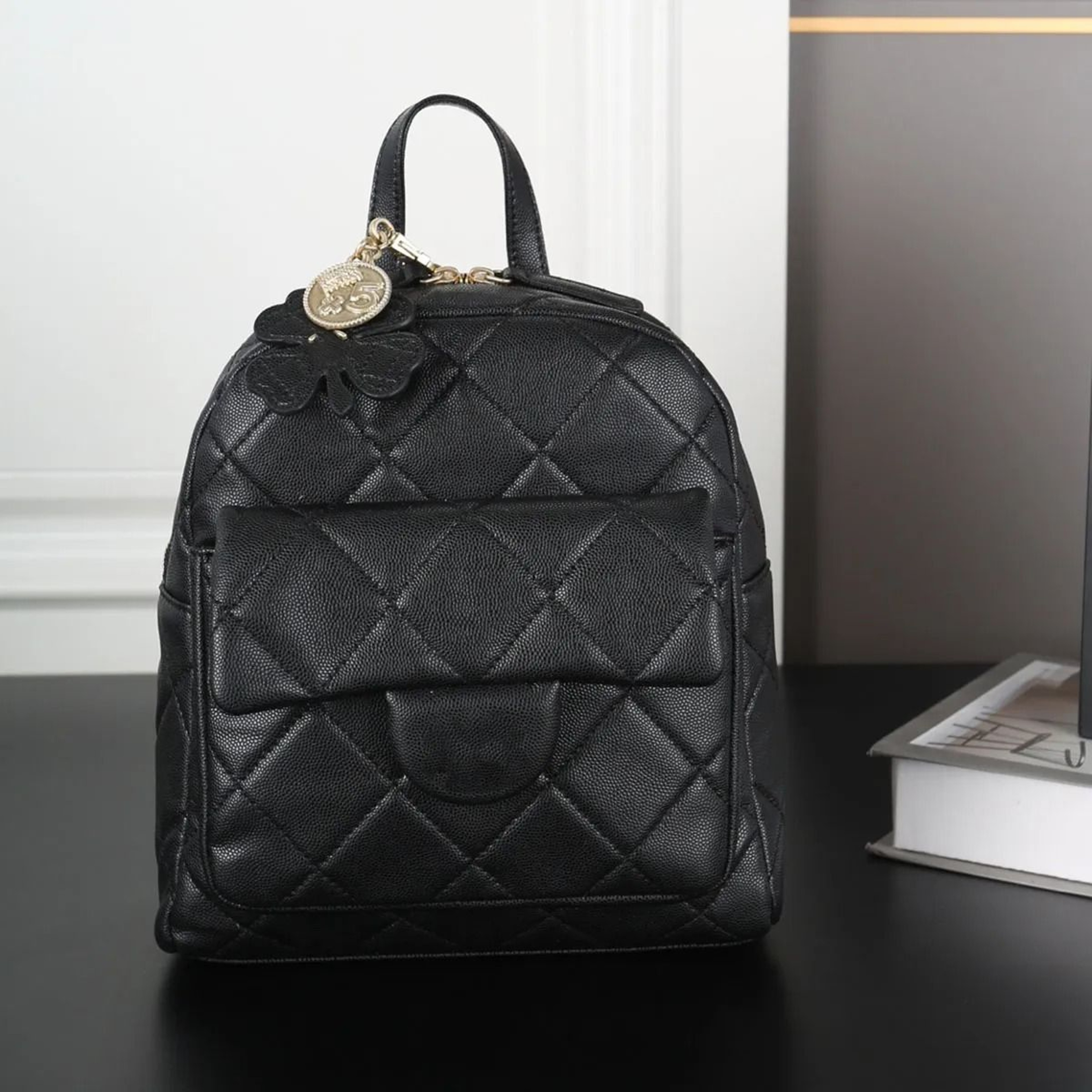 Genuine Leather Mini Backpack With Adjustable Dual Shoulder Straps And Zipper Closure 2