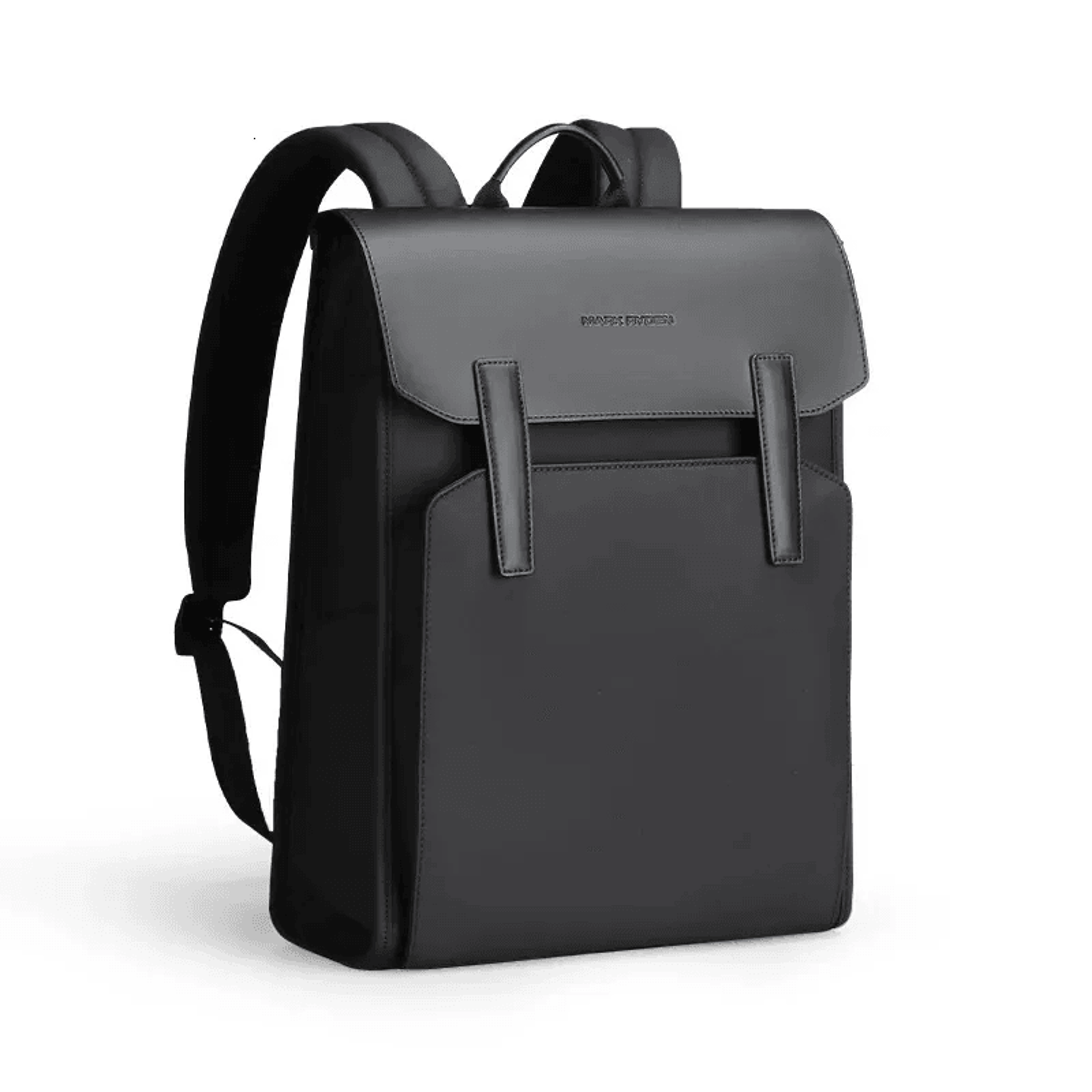 Black PU Leather Laptop Backpack For Laptops With Water Resistant Exterior 0