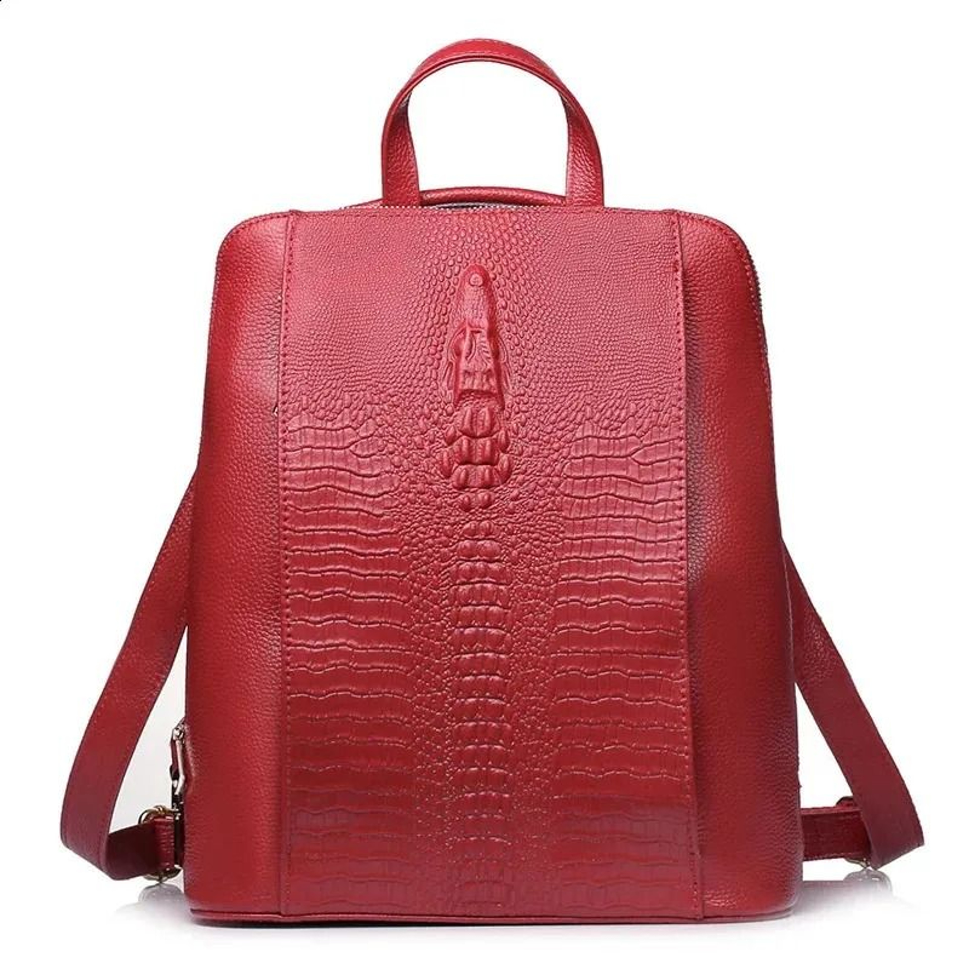 Genuine Leather Crocodile Pattern Women Backpack For Magazine And Laptop 3
