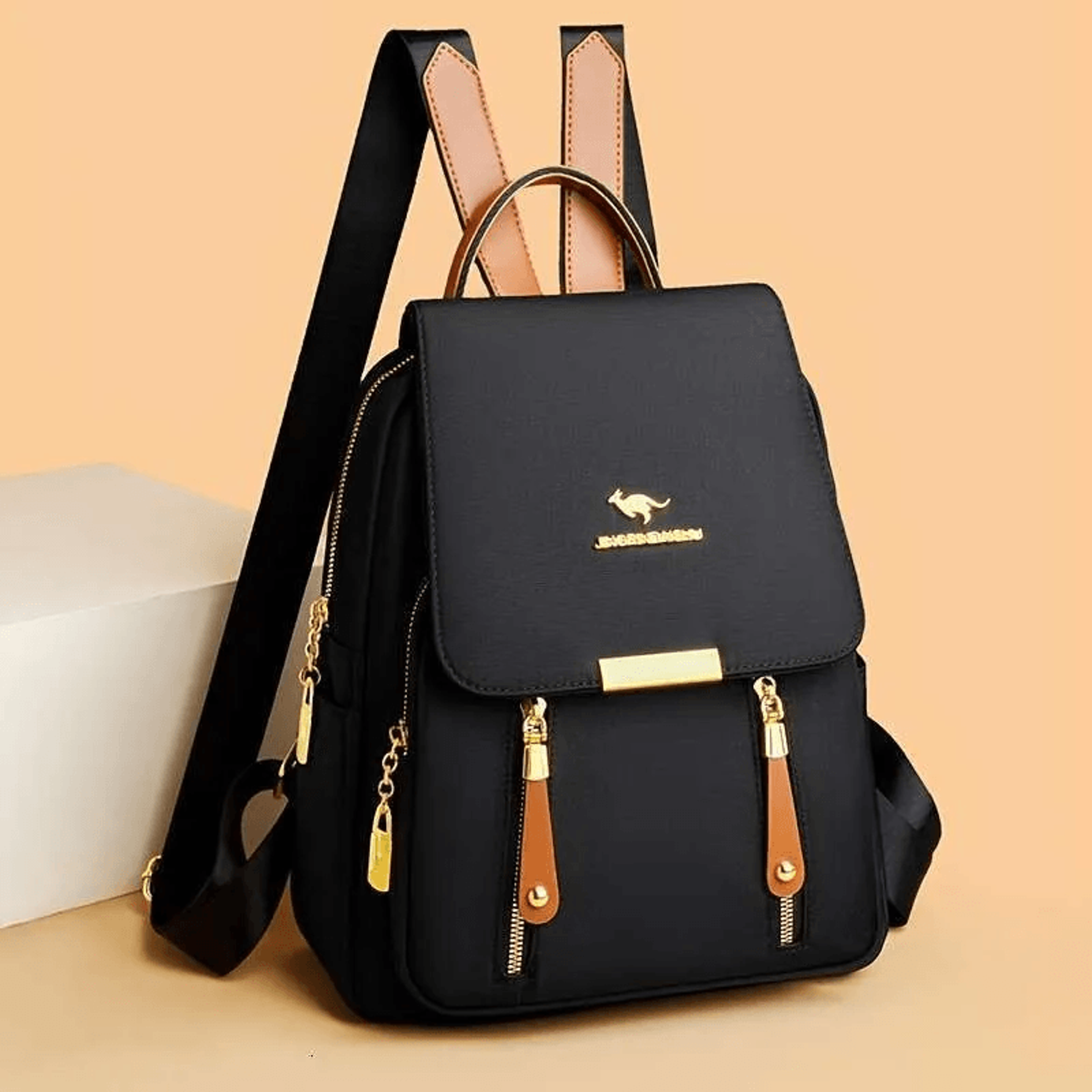 Straw Backpack With Floral Hollow Out Design Hasp Closure And Faux Fur Lining 0