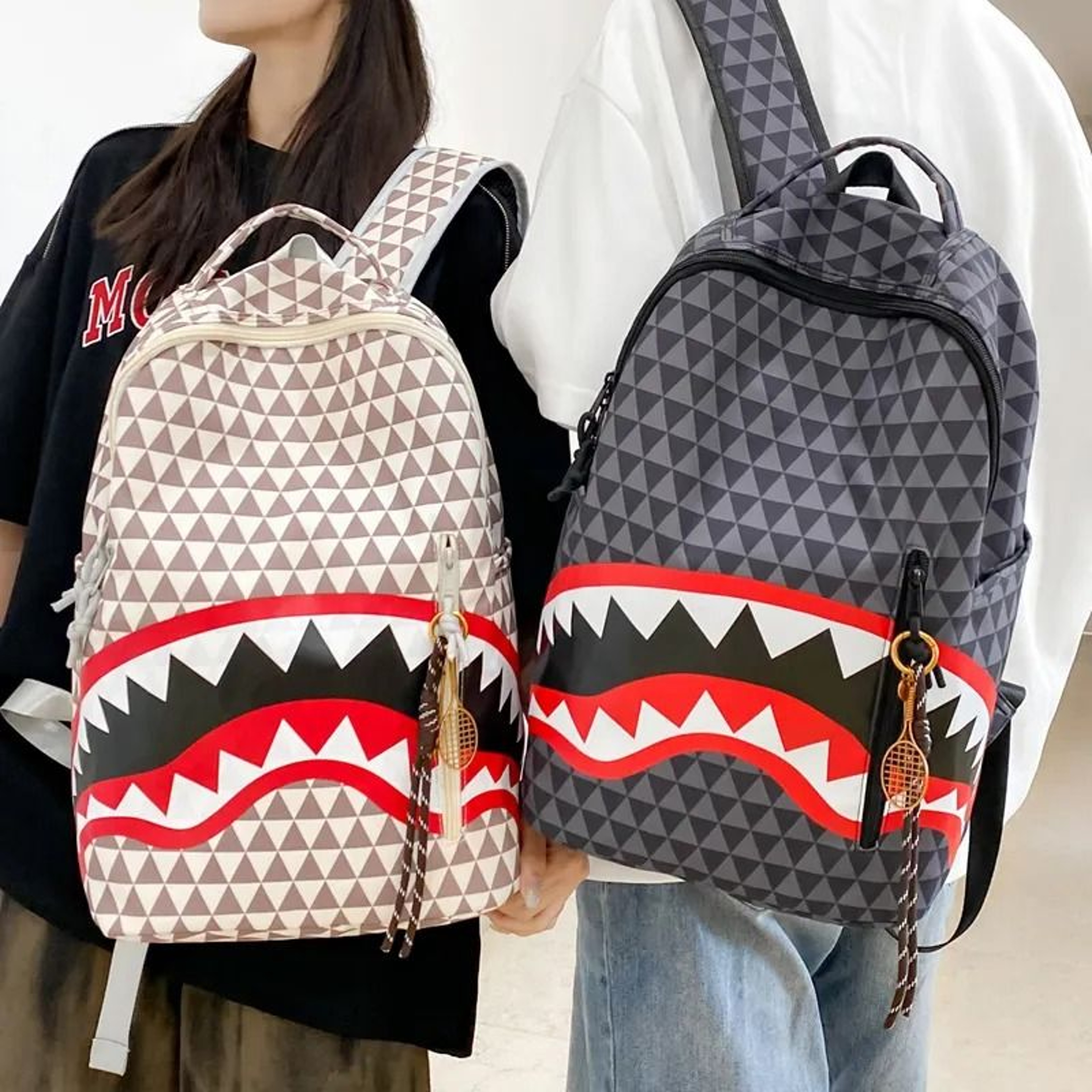 Large Shark Print Backpack With Cartoon Design For Travel School And Commuting 5