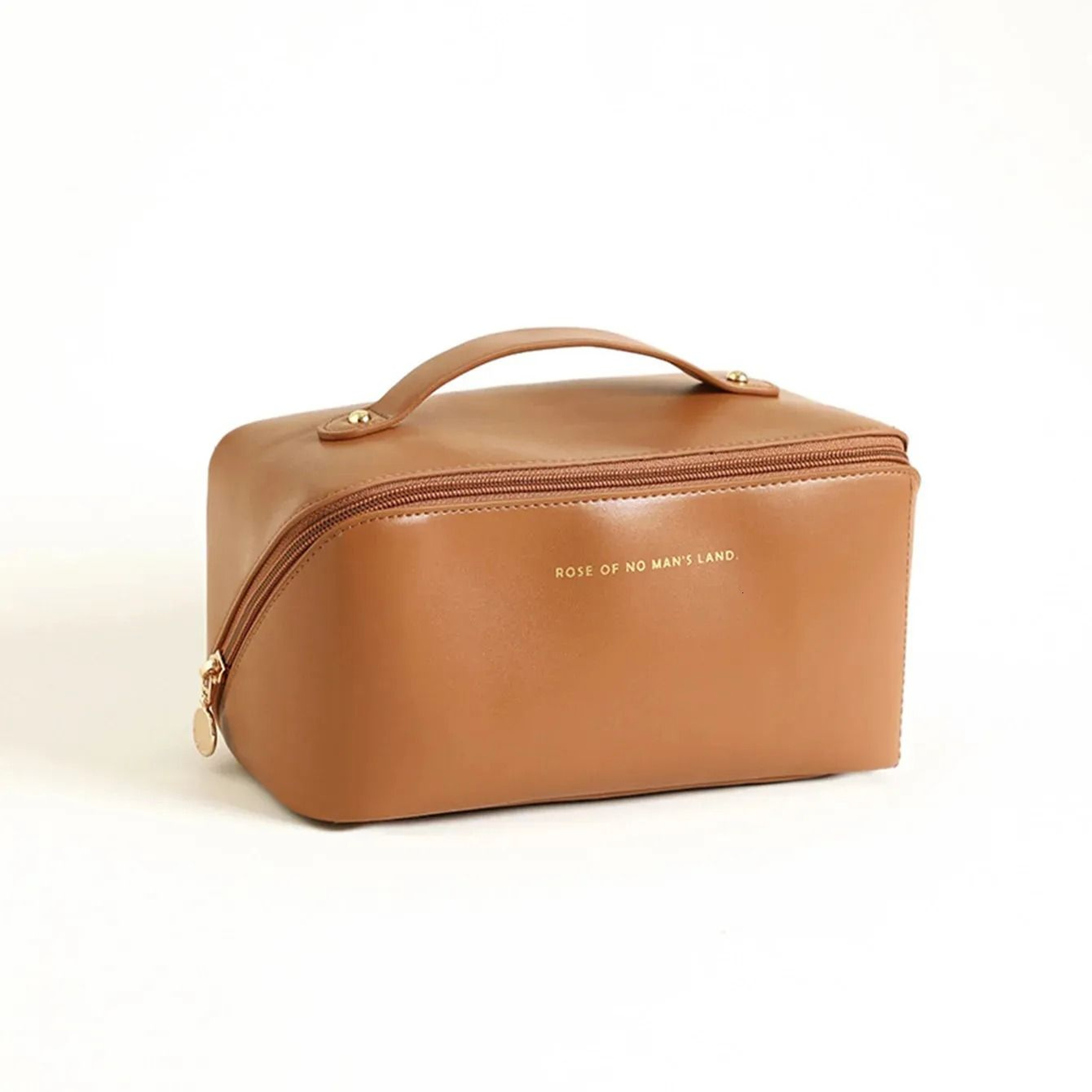 PU Leather Makeup Bag With Handle Large Capacity Travel Cosmetic Organizer 2
