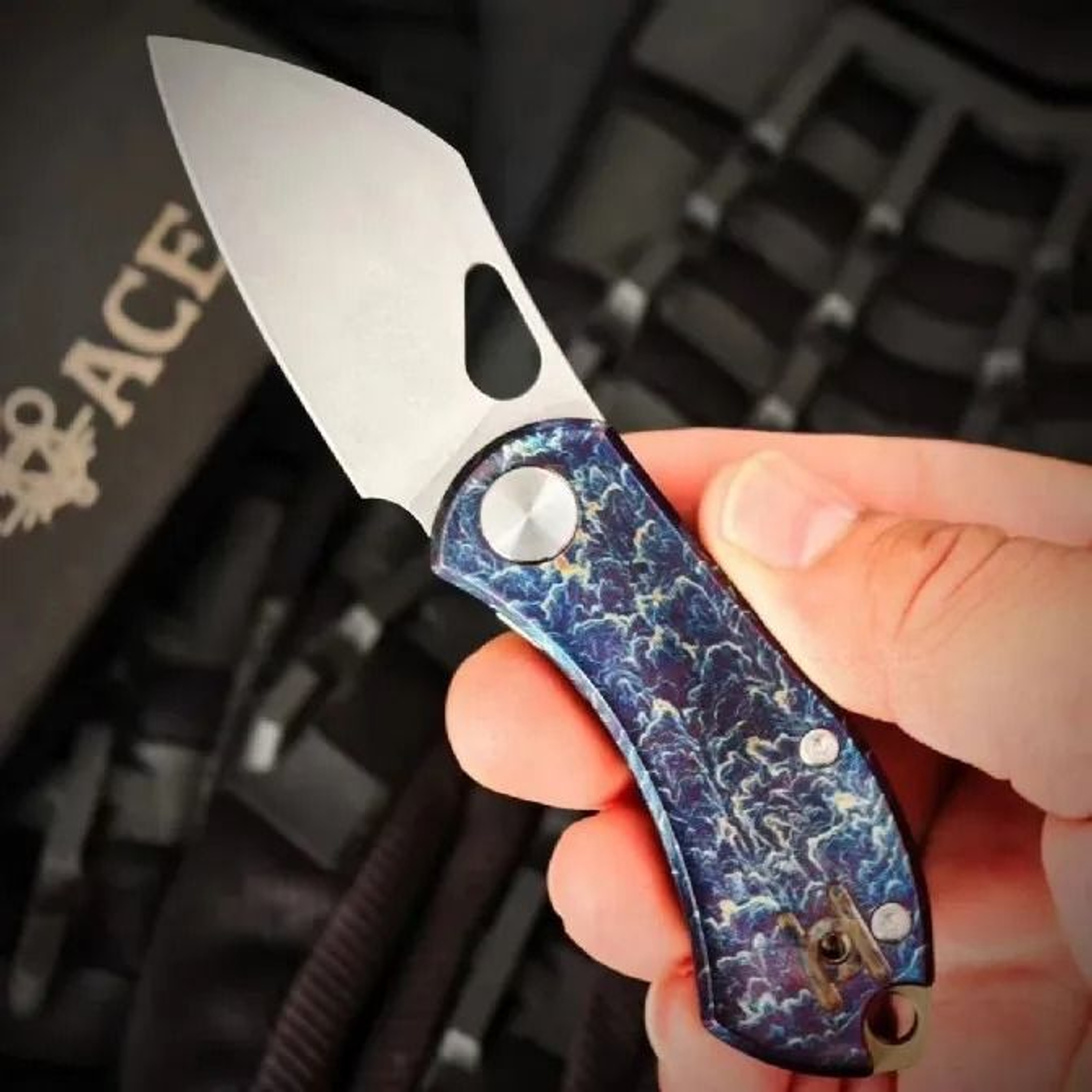High End Folding Knife With Satin Tanto Blade And Titanium Alloy Handle 4