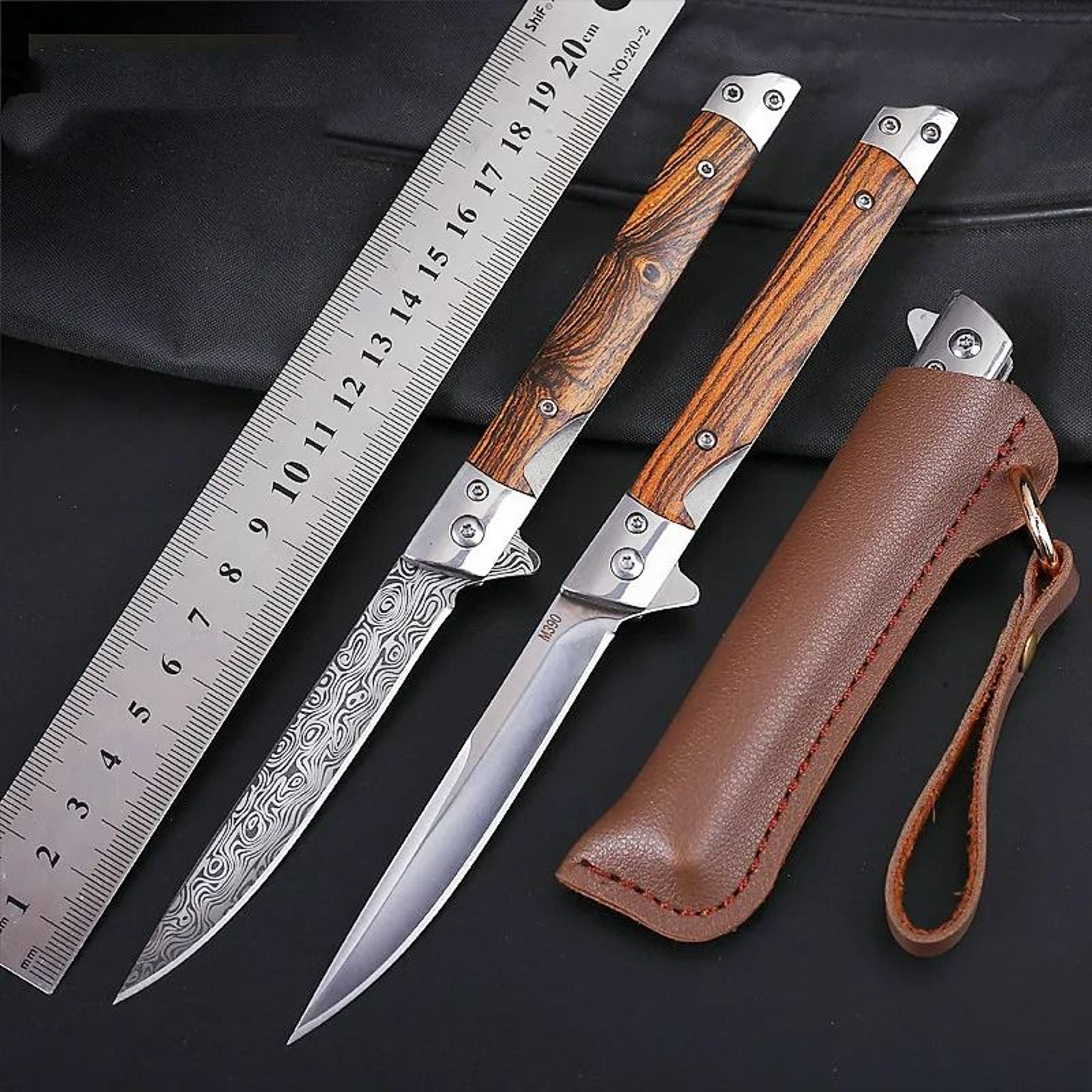 Flipper Folding Knife With Stainless Steel Blade And Rosewood Handle 4