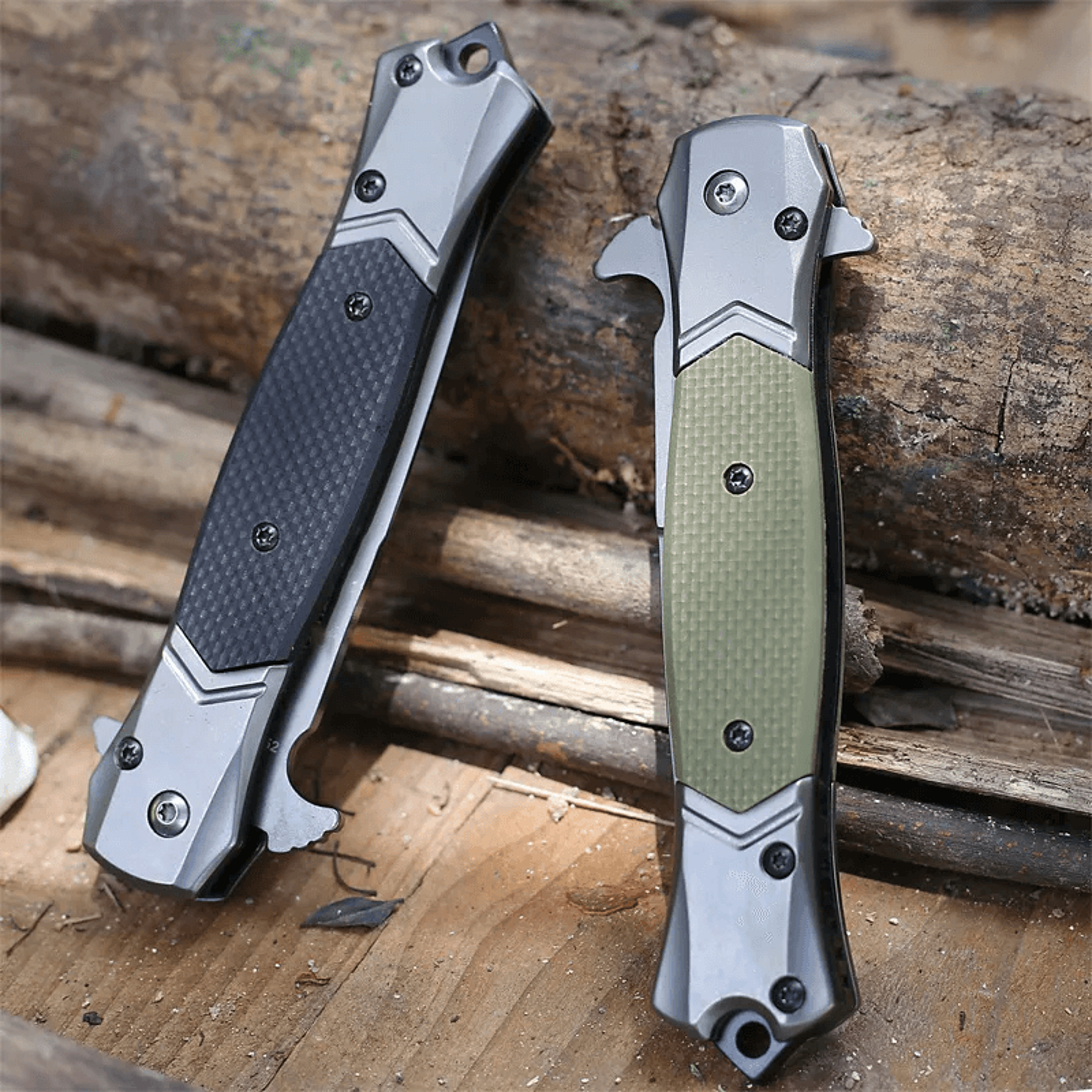 Folding Pocket Knife With Titanium Coated Blade G10 Steel Handle And Belt Clip 3