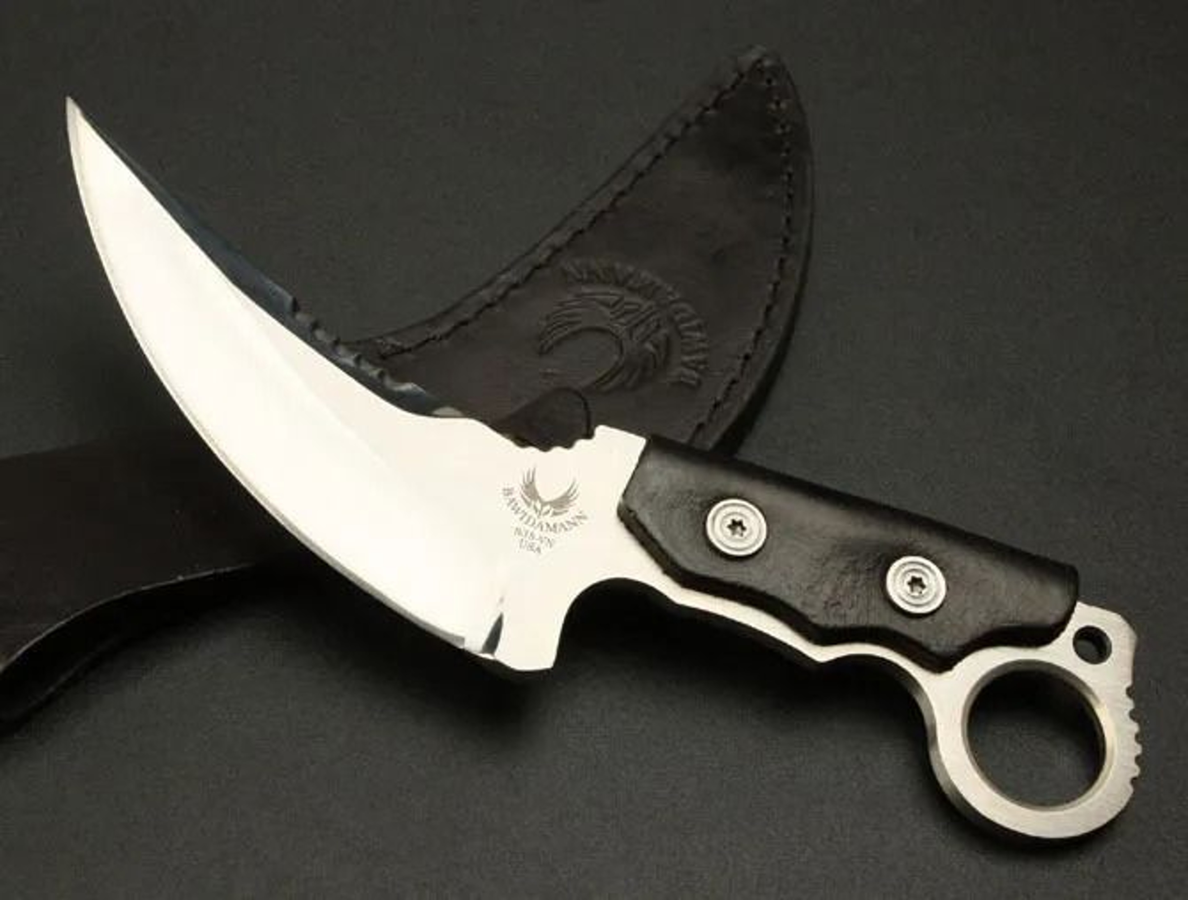 Outdoor Knife With 440C Stainless Steel Blade And Natural Leather Handle 3