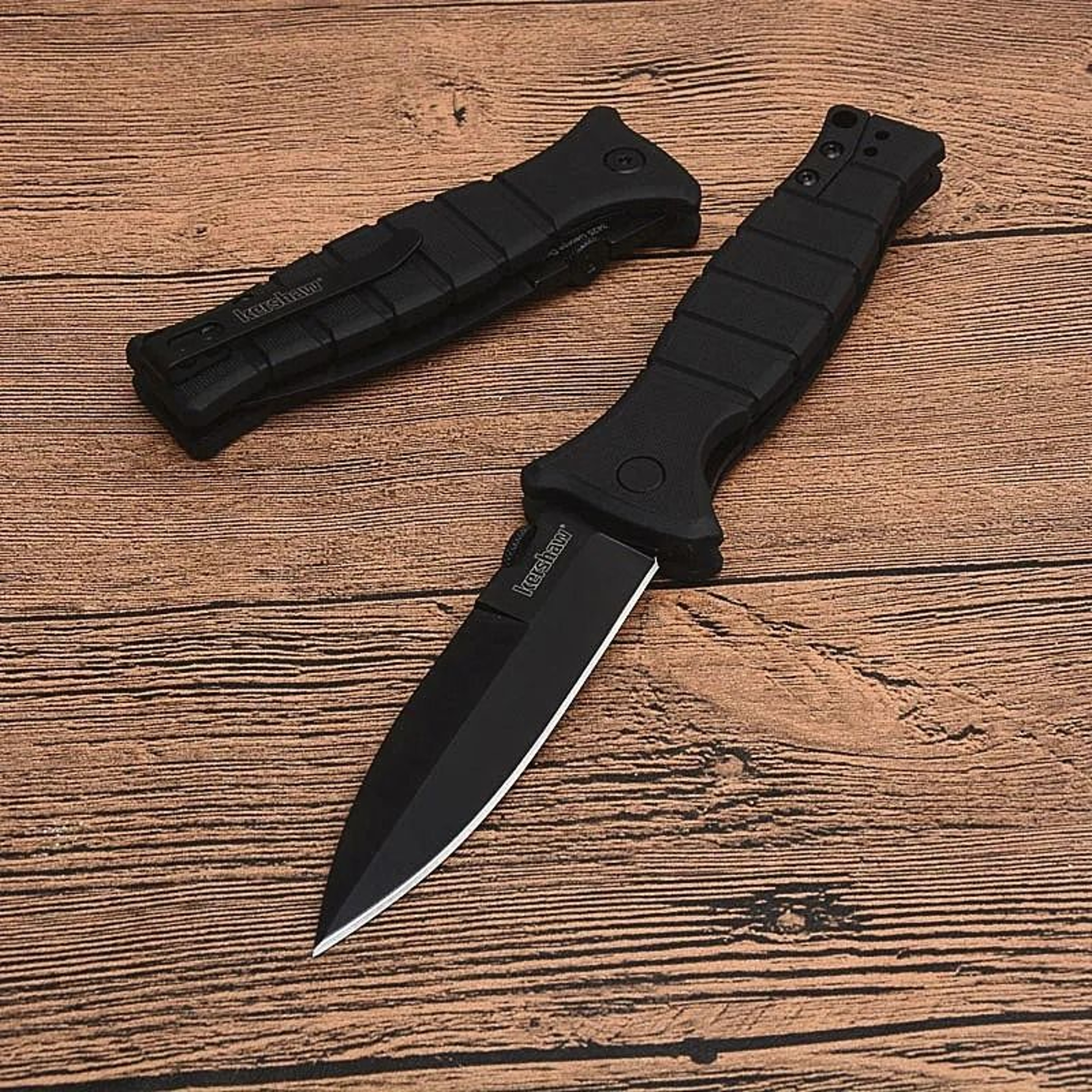 Pocket Folding Knife With Black Blade And Nylon Glass Fiber Handle 0
