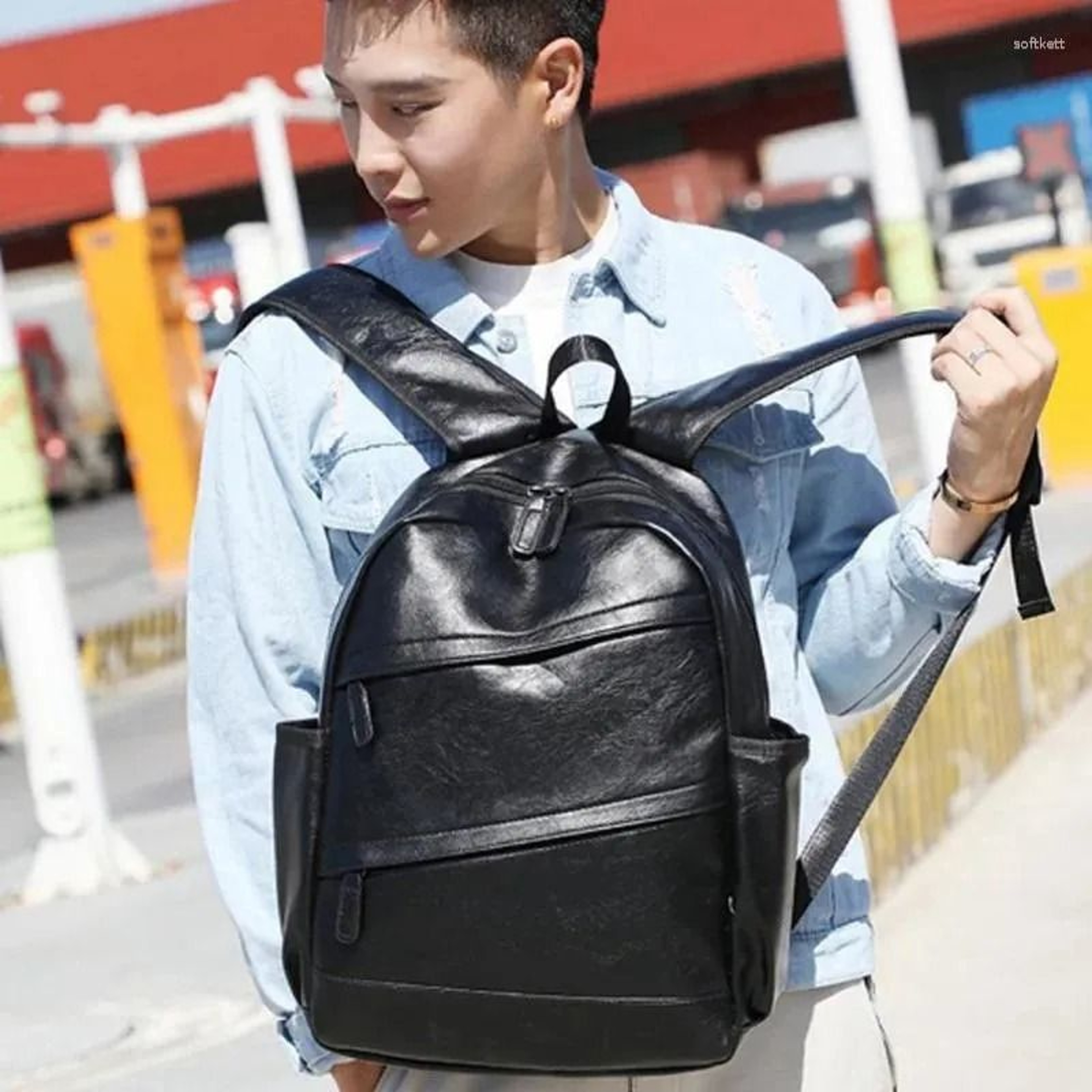 PU Leather Backpack For Men With Multifunctional School And Travel Storage 4