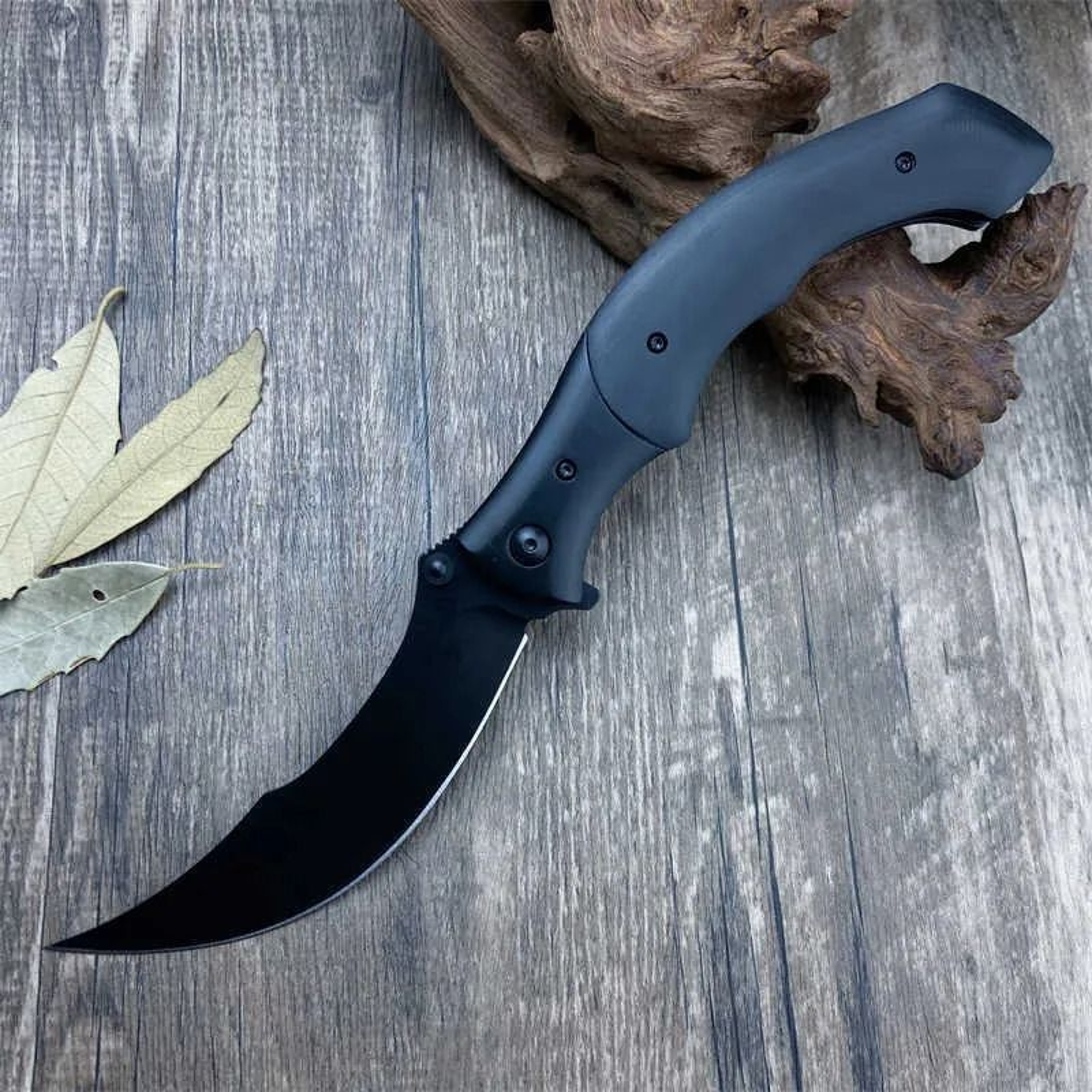 Tactical Folding Knife With Stainless Steel Blade And Ebony Or Resin Handle 1