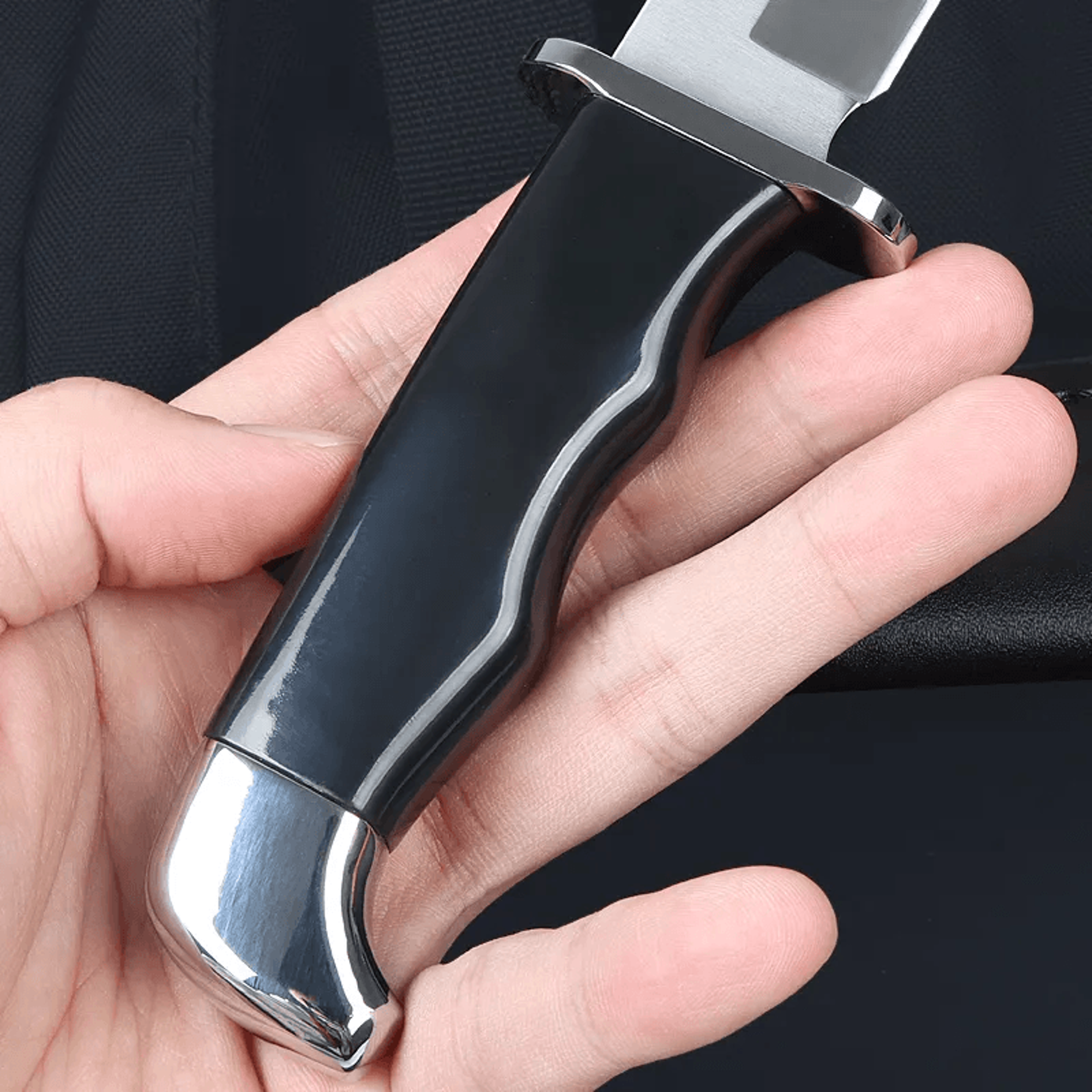 Fixed Blade Bowie Knife With Stainless Steel Blade And Leather Sheath 1
