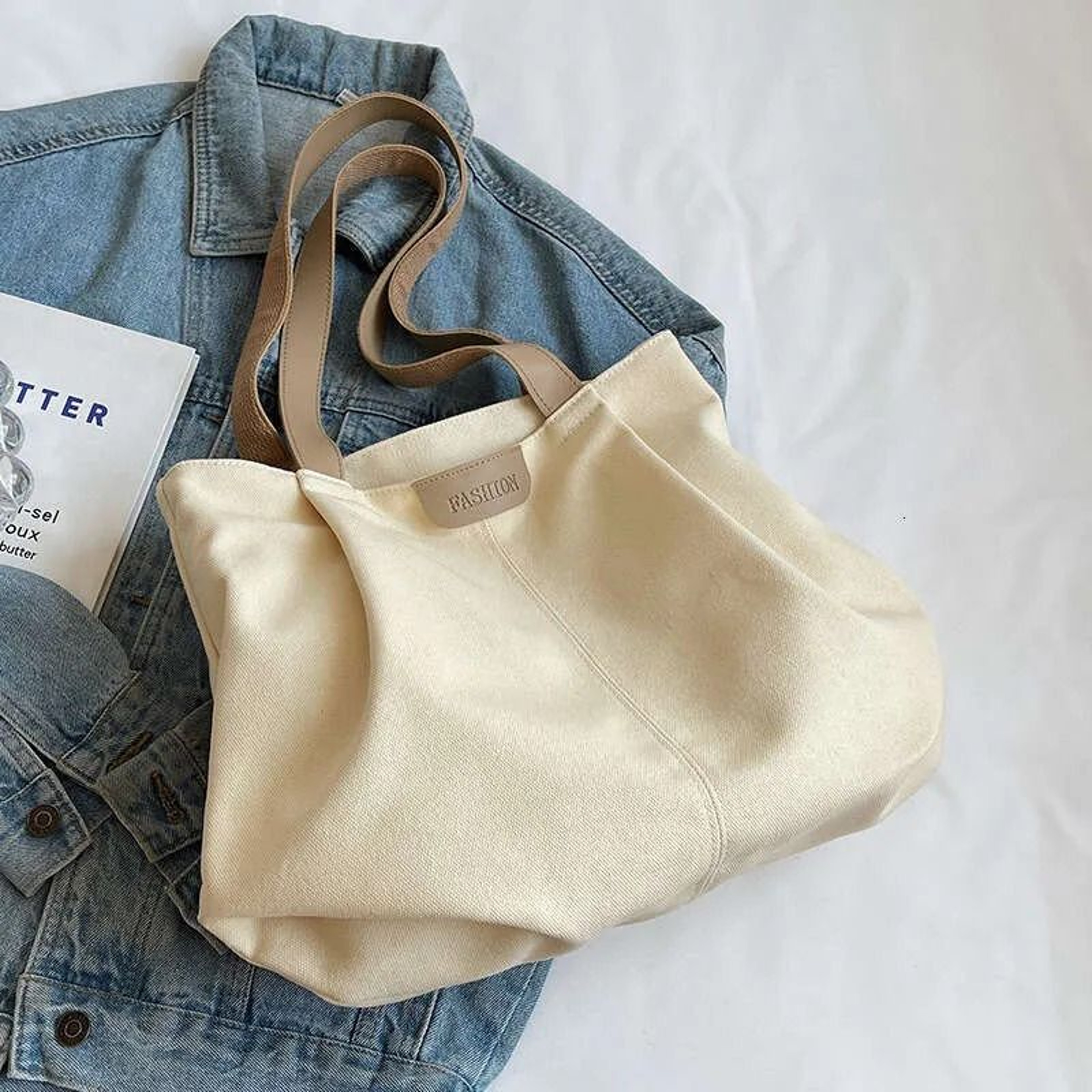 Large Capacity Canvas Tote Bag For College And Commuting 1