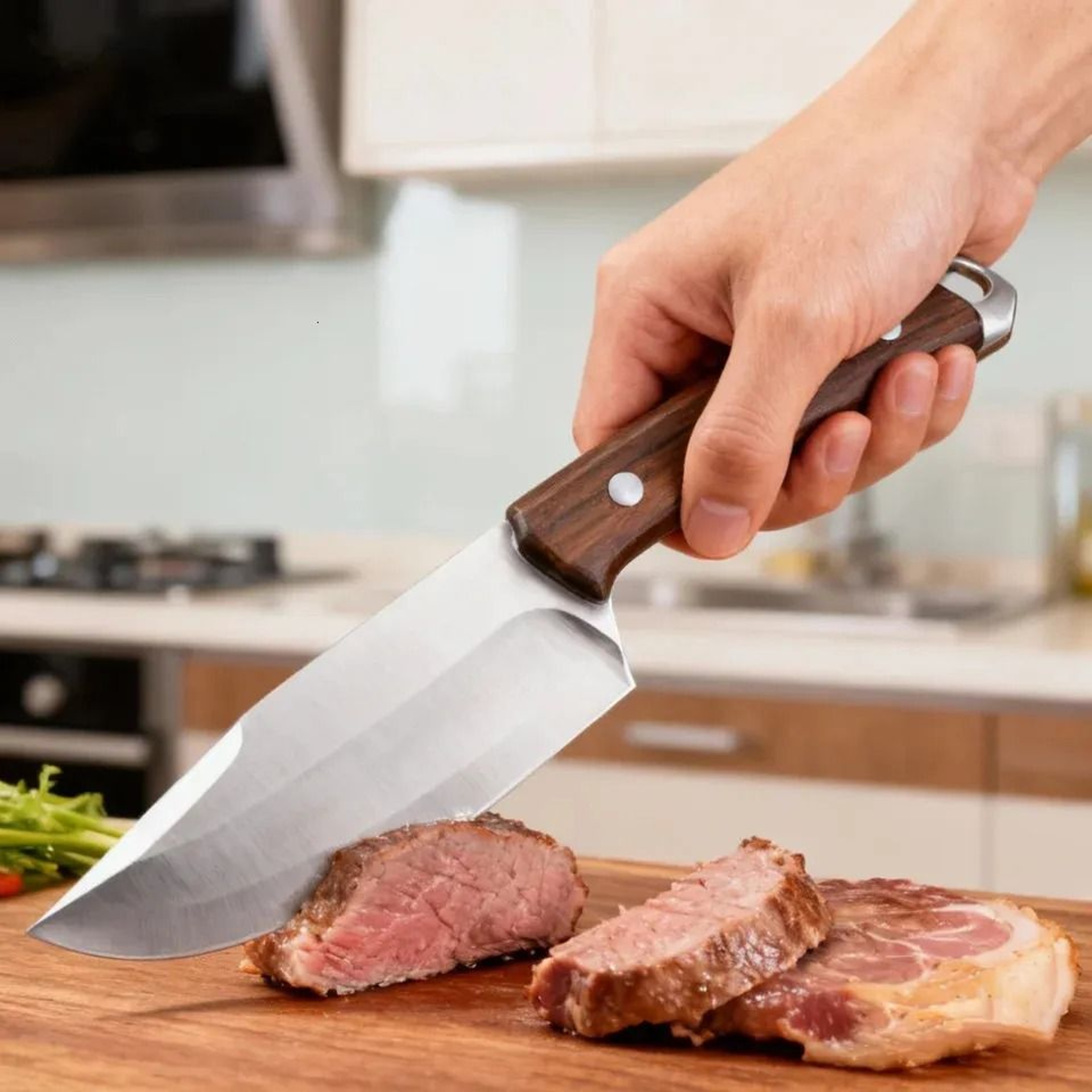 Stainless Steel Straight Chef Knife With Knife Cover 0