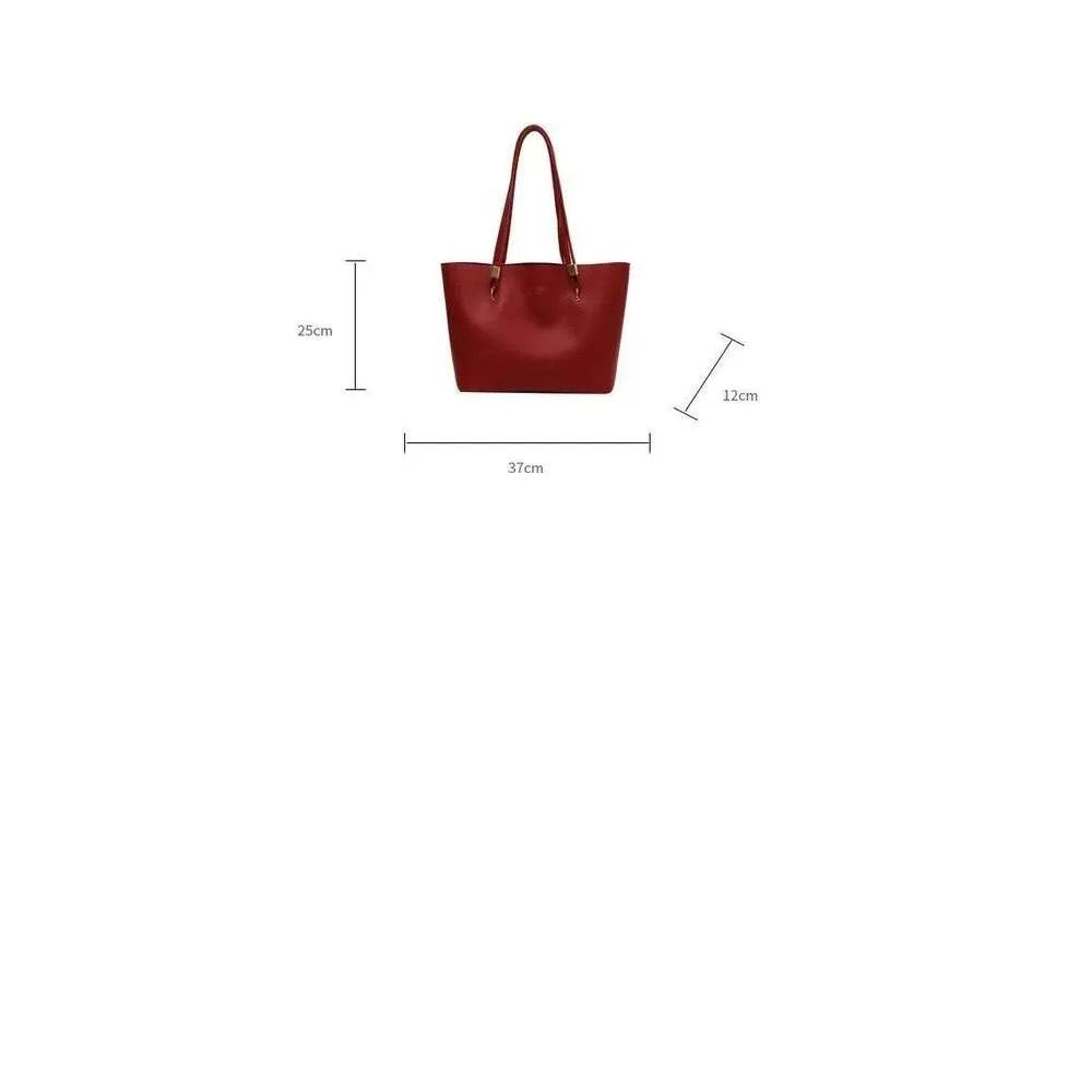 Large Capacity Red PU Leather Shoulder Tote Bag 4