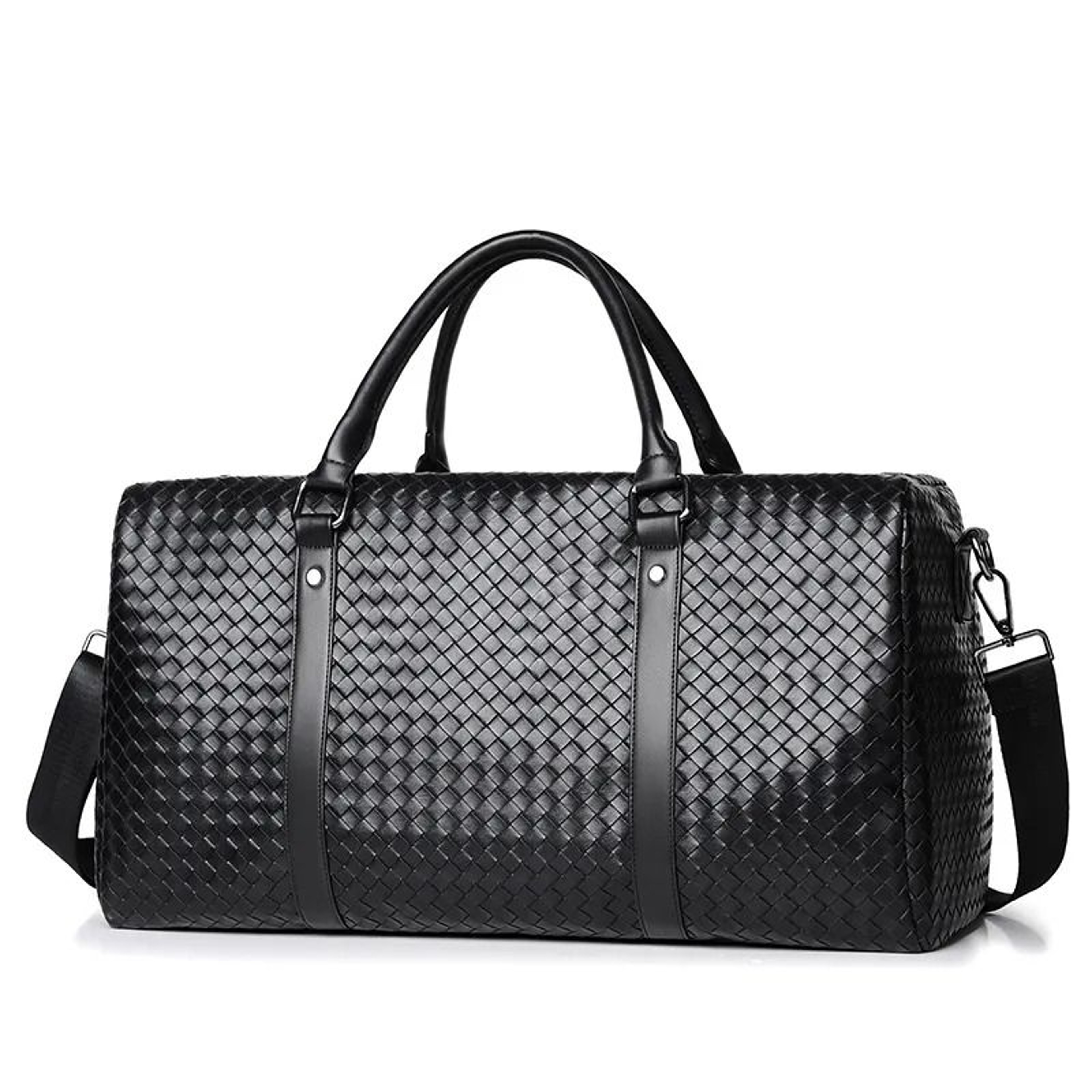 Plaid Woven Weekender Duffel Bag With Adjustable Shoulder Strap 2